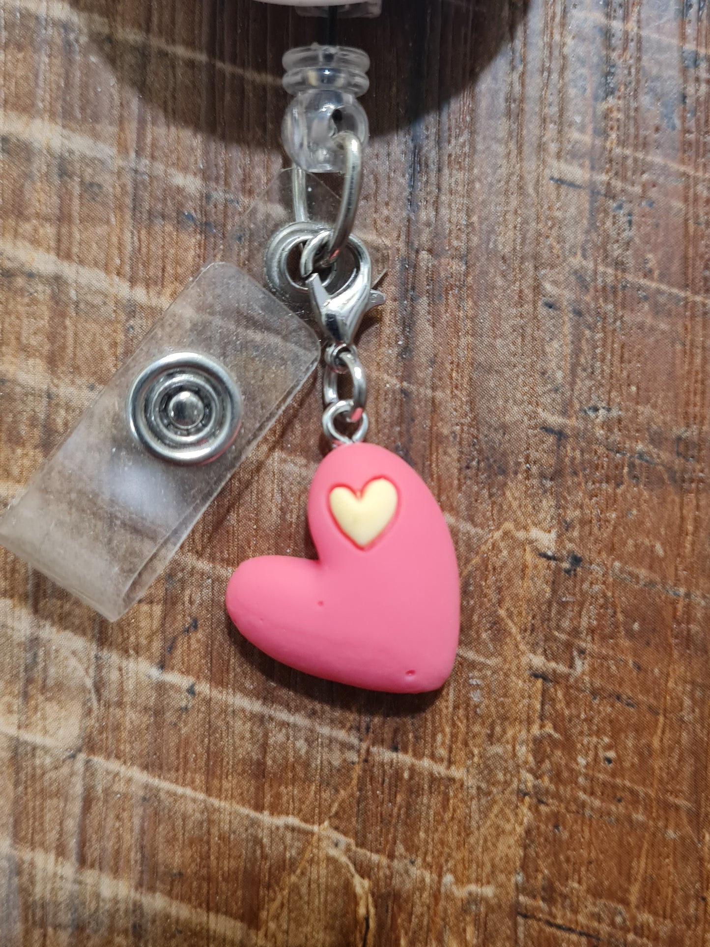 Valentine's Day ID Badge Charm - Pink Heart Accessory for Nurses and Teachers - Seasonal Holiday Dangle for Stethoscopes and Badge Reels