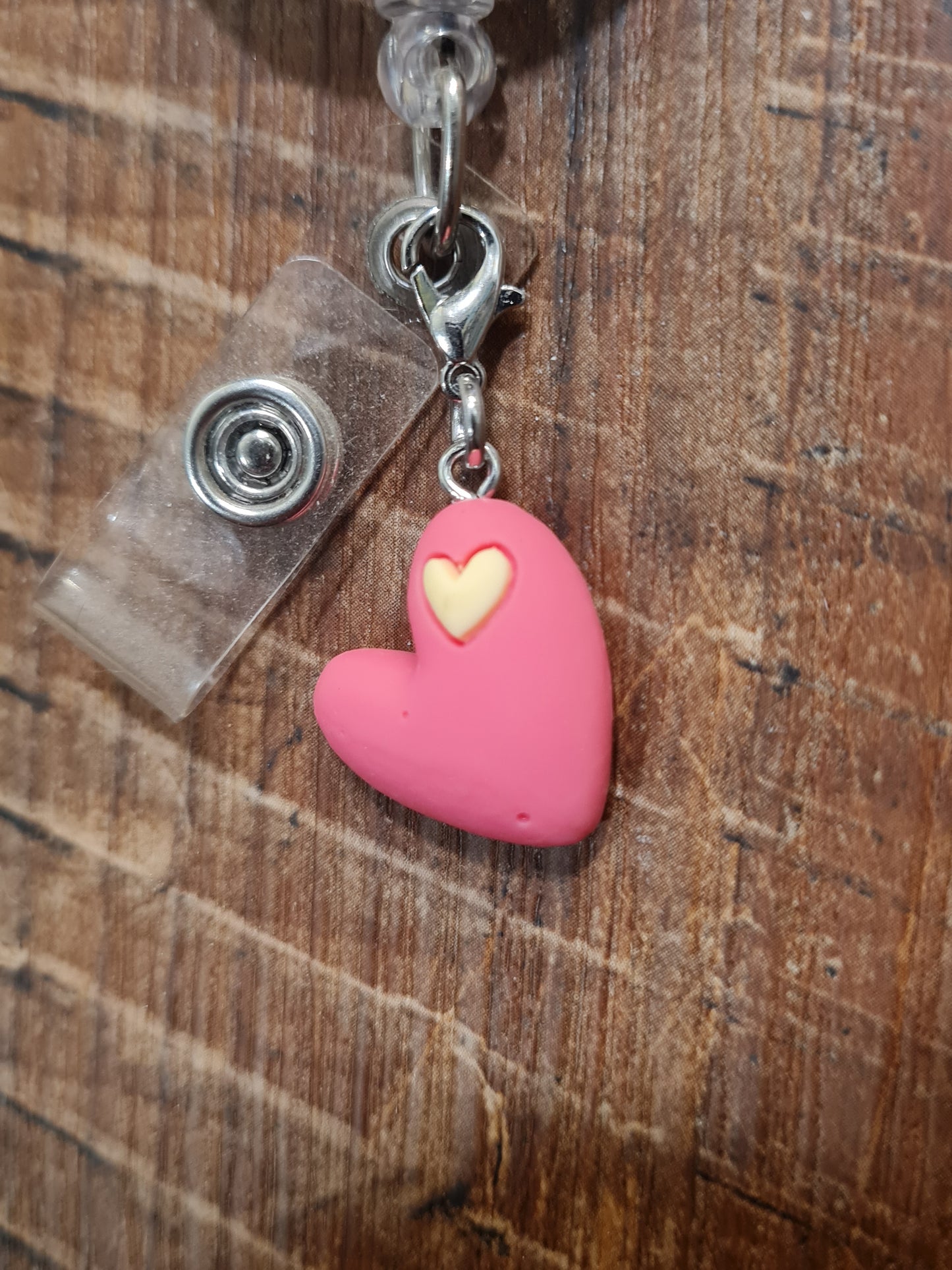 Valentine's Day ID Badge Charm - Pink Heart Accessory for Nurses and Teachers - Seasonal Holiday Dangle for Stethoscopes and Badge Reels