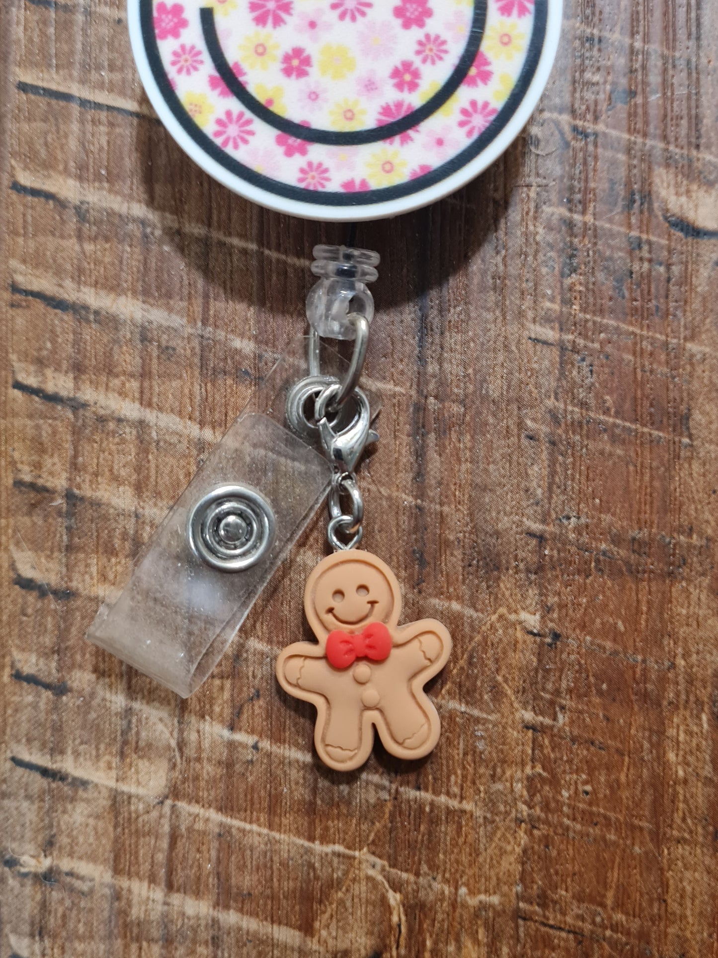 Gingerbread Man ~ ID Badge Reel Charm ~ Custom Made Charms ~ Badge Buddy ~ Badge Accessories