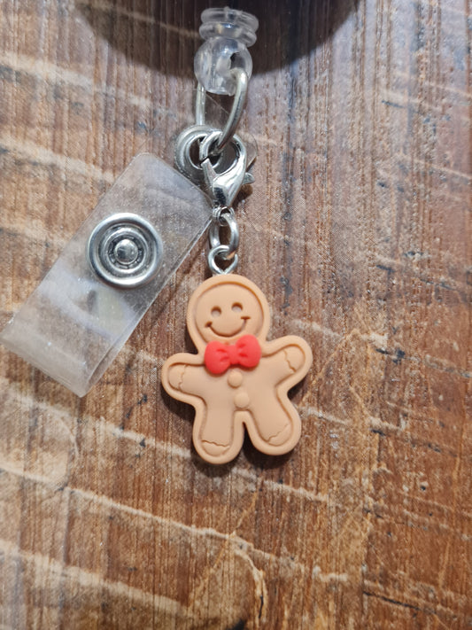 Gingerbread Man ~ ID Badge Reel Charm ~ Custom Made Charms ~ Badge Buddy ~ Badge Accessories