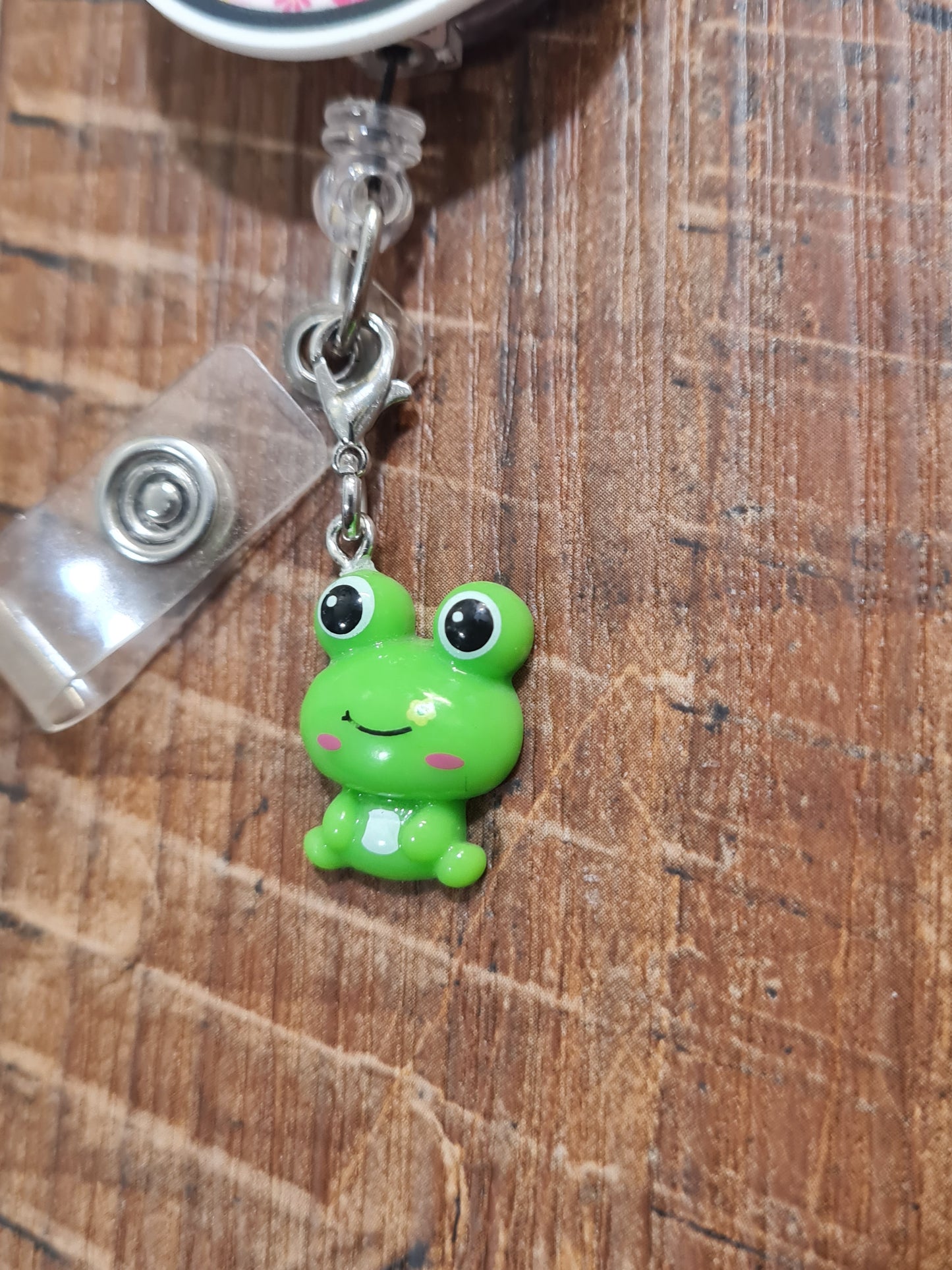 Frog ~ ID Badge Reel Charm ~ Custom Made Charms ~ Badge Buddy ~ Badge Accessories