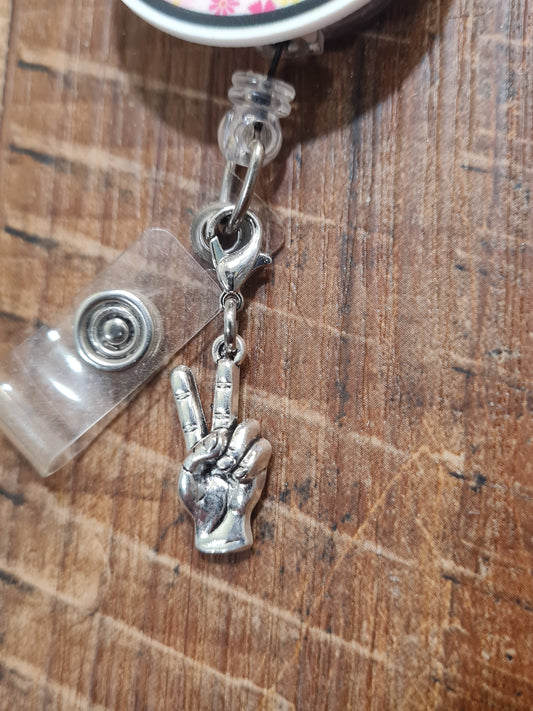 Peace Sign ~ ID Badge Reel Charm ~ Custom Made Charms ~ Badge Buddy ~ Badge Accessories