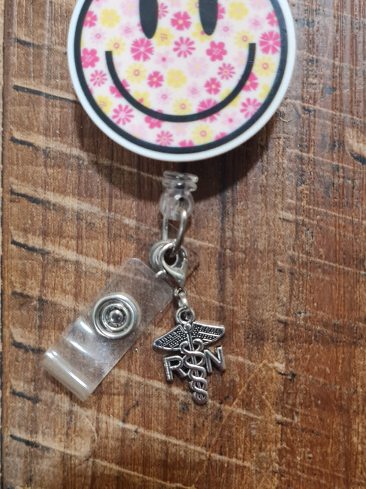 Registered Nurse Caduceus ID Badge Charm - RN Symbol Medical Flair for Lanyards and Reels - Professional Nursing Jewelry and Graduation Gift