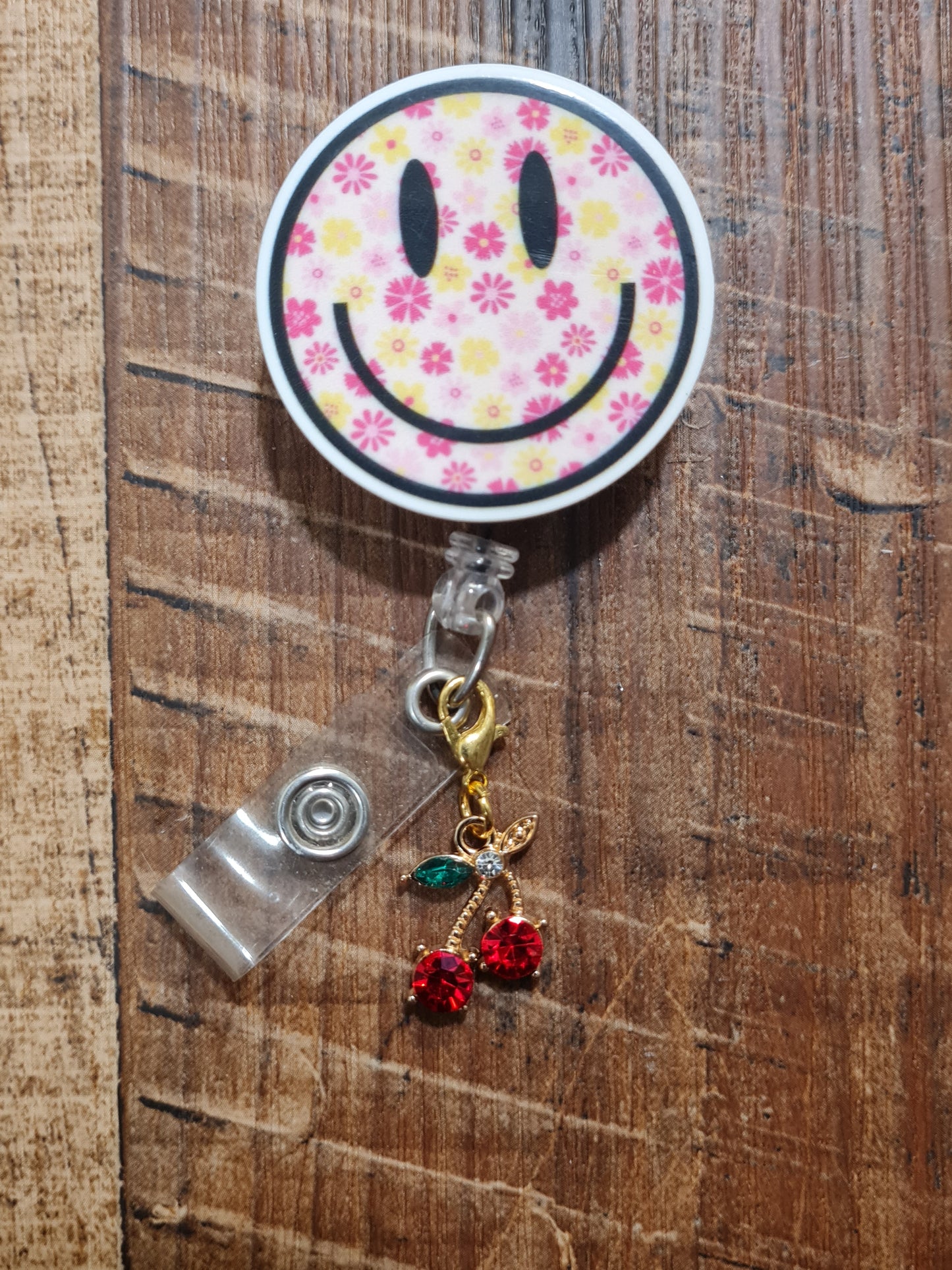"Sweet Cherry" Retro ID Badge Charm - Vintage Inspired Red Fruit Flair for Nurses and Teachers - Cute Rockabilly Badge Dangle