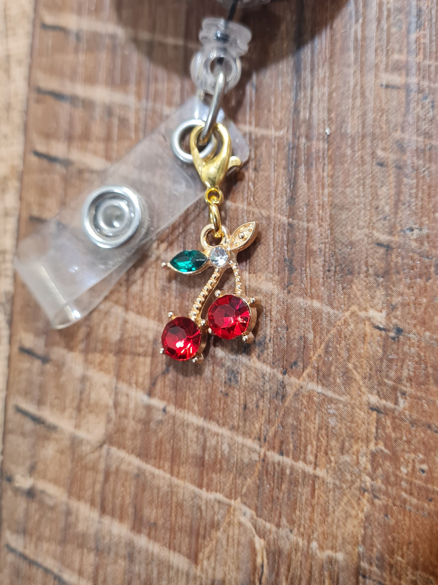 "Sweet Cherry" Retro ID Badge Charm - Vintage Inspired Red Fruit Flair for Nurses and Teachers - Cute Rockabilly Badge Dangle