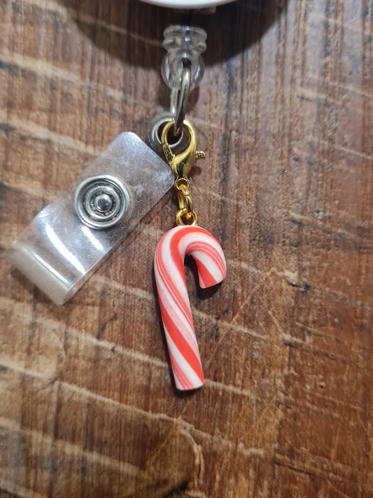 Candy Cane Charm ~ ID Badge Reel Charm ~ Custom Made Charms ~ Badge Buddy ~ Badge Accessories ~ Work Badge Charm ~ Christmas Badge Charm
