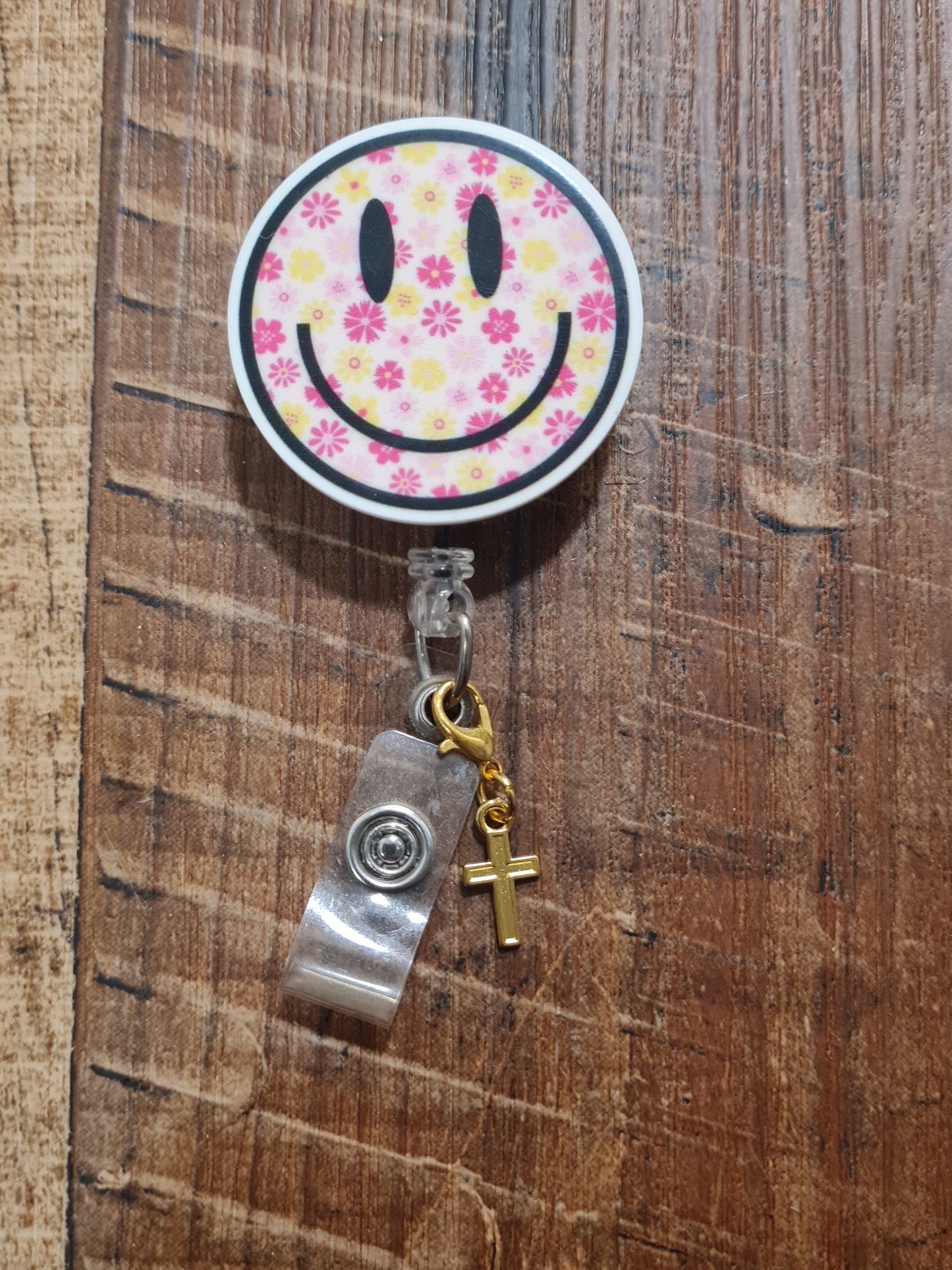 Gold Cross ~ ID Badge Reel Charm ~ Custom Made Charms ~ Badge Buddy ~ Badge Accessories ~ Christian Charm ~ Cross Charm ~ Jesus