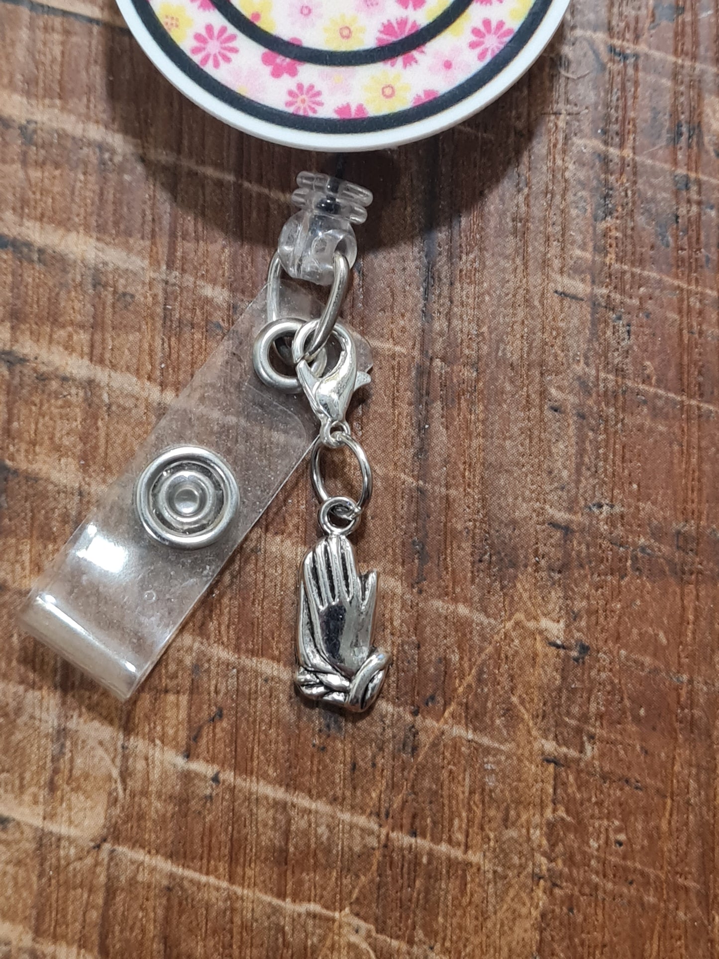 Praying Hands ~ ID Badge Reel Charm ~ Custom Made Charms ~ Badge Buddy ~ Badge Accessories
