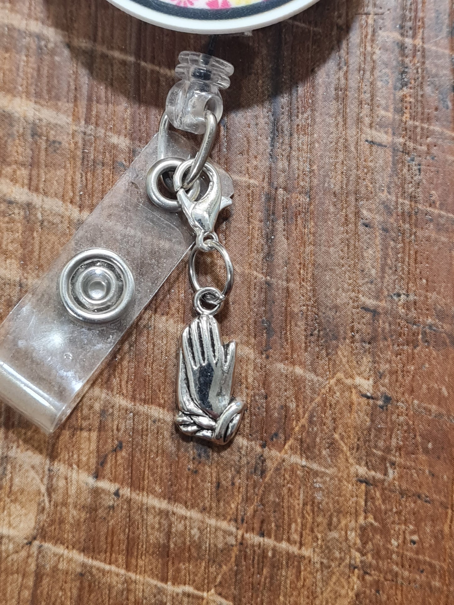Praying Hands ~ ID Badge Reel Charm ~ Custom Made Charms ~ Badge Buddy ~ Badge Accessories