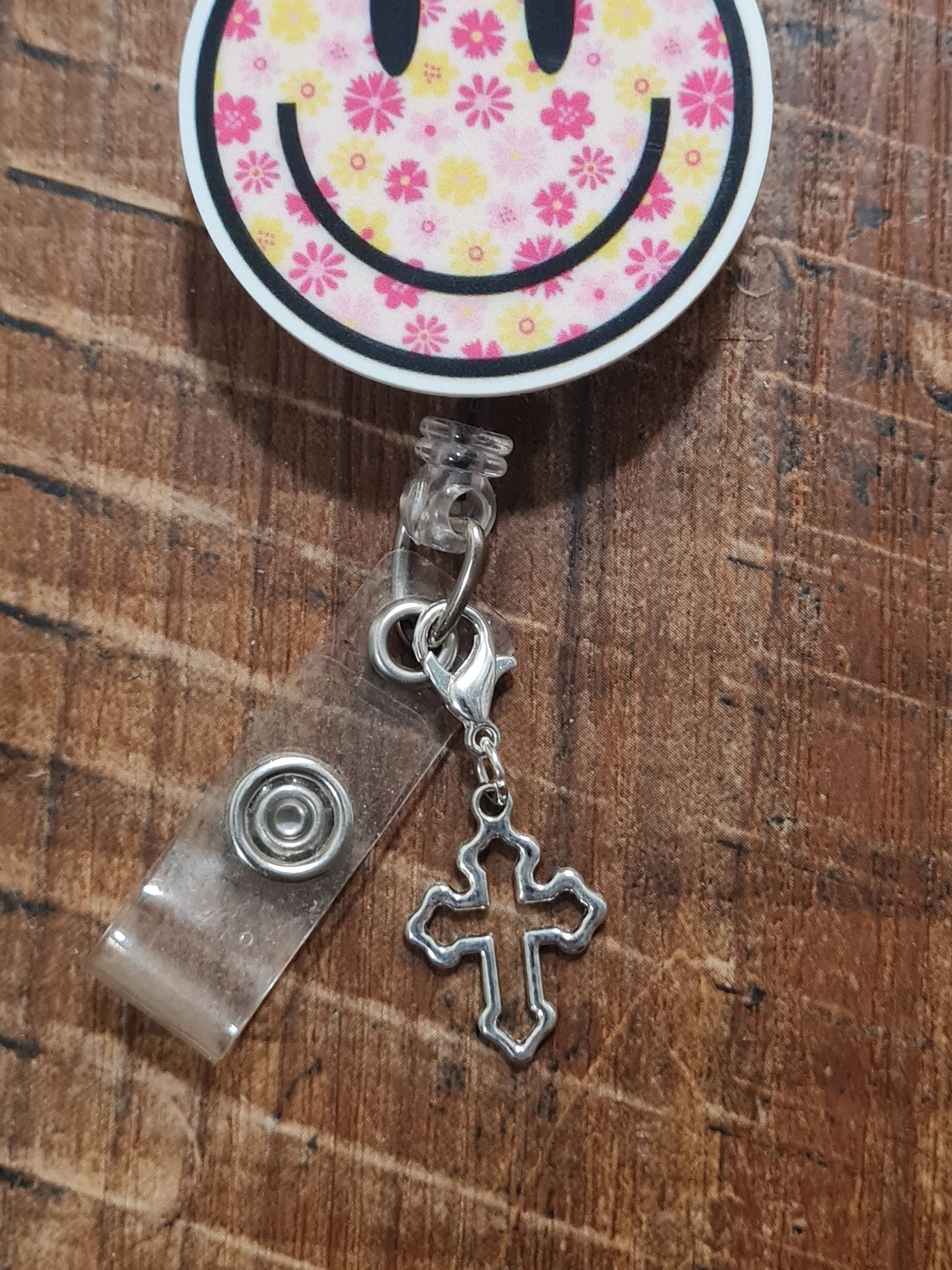 Detailed Cross ~ ID Badge Reel Charm ~ Custom Made Charms ~ Badge Buddy ~ Badge Accessories
