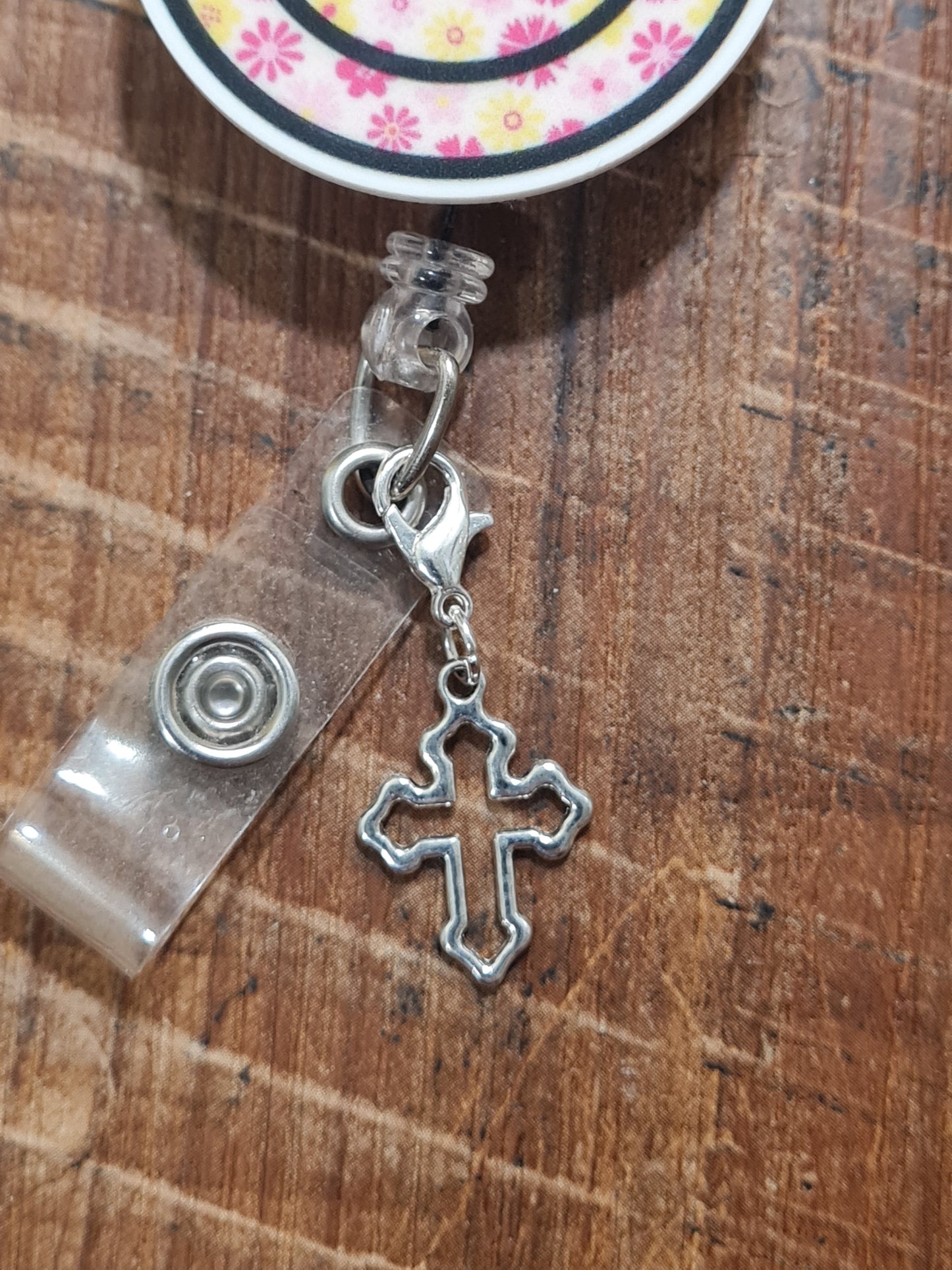 Detailed Cross ~ ID Badge Reel Charm ~ Custom Made Charms ~ Badge Buddy ~ Badge Accessories