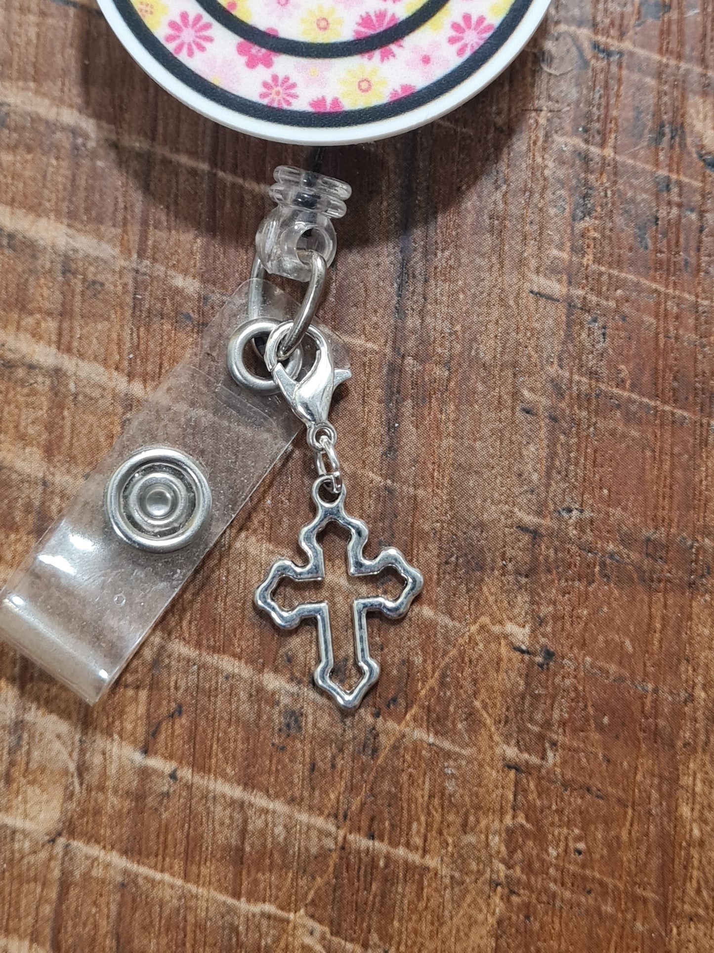 Detailed Cross ~ ID Badge Reel Charm ~ Custom Made Charms ~ Badge Buddy ~ Badge Accessories