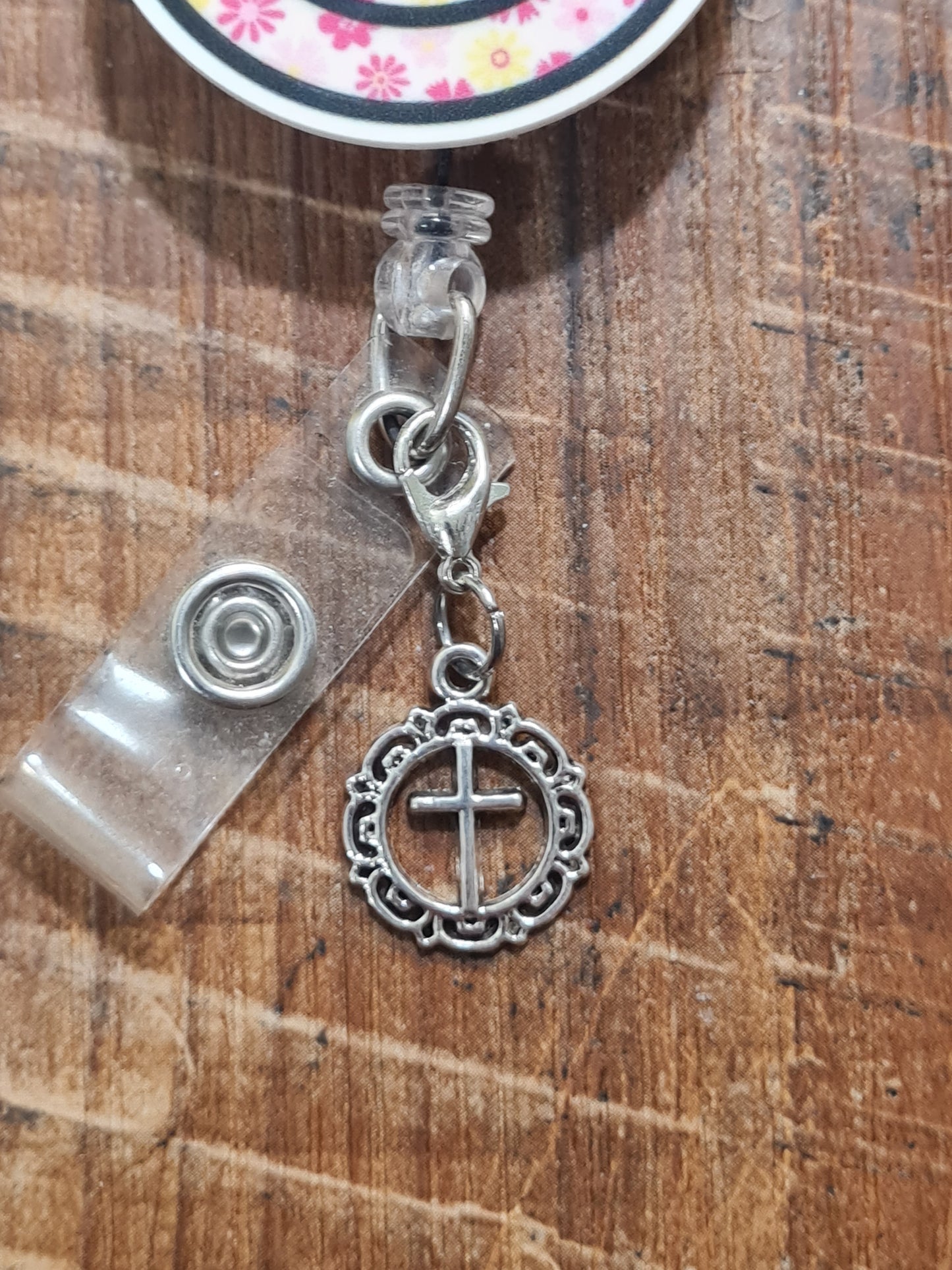 Circle Cross ~ ID Badge Reel Charm ~ Custom Made Charms ~ Badge Buddy ~ Badge Accessories