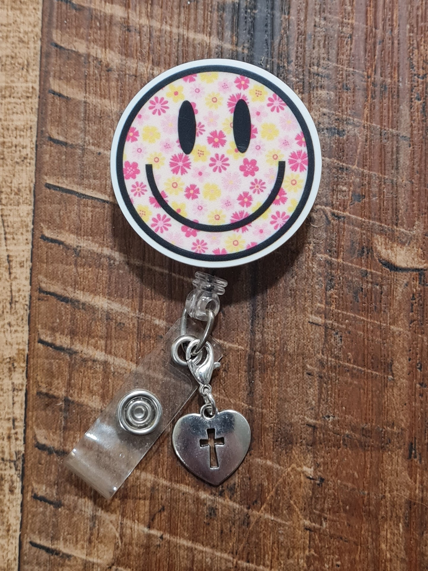 Heart Cross ~ ID Badge Reel Charm ~ Custom Made Charms ~ Badge Buddy ~ Badge Accessories ~ Jesus ~ Christian Charm ~ Faith