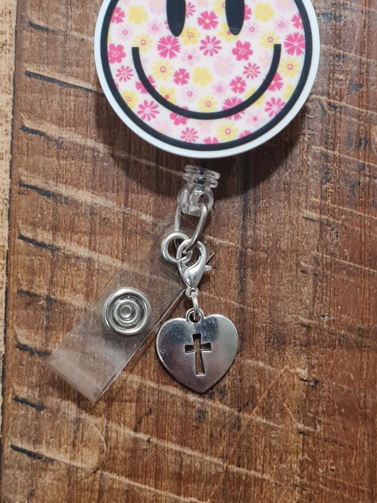 Heart Cross ~ ID Badge Reel Charm ~ Custom Made Charms ~ Badge Buddy ~ Badge Accessories ~ Jesus ~ Christian Charm ~ Faith