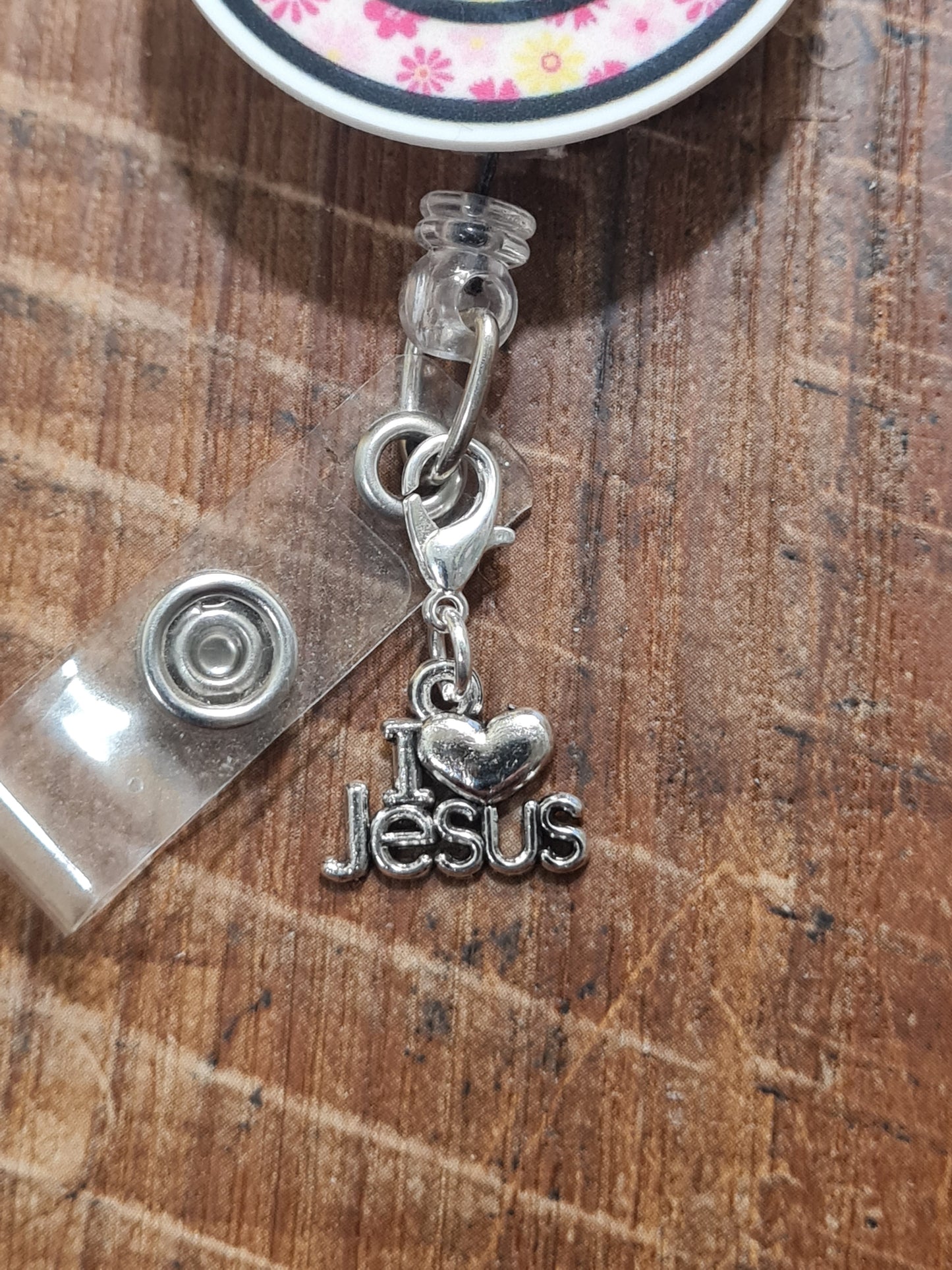I Love Jesus ~ ID Badge Reel Charm ~ Custom Made Charms ~ Badge Buddy ~ Badge Accessories