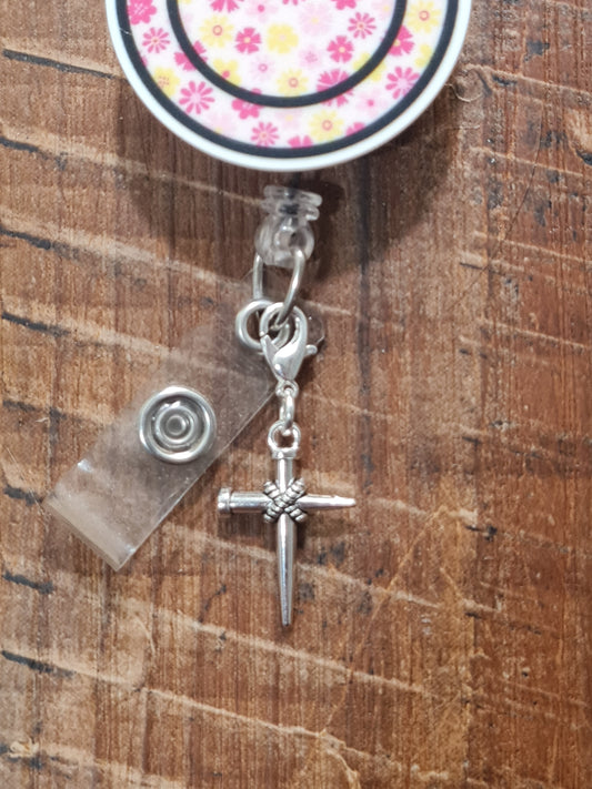 Nail Cross ~ ID Badge Reel Charm ~ Custom Made Charms ~ Badge Buddy ~ Badge Accessories ~ Christian Charm