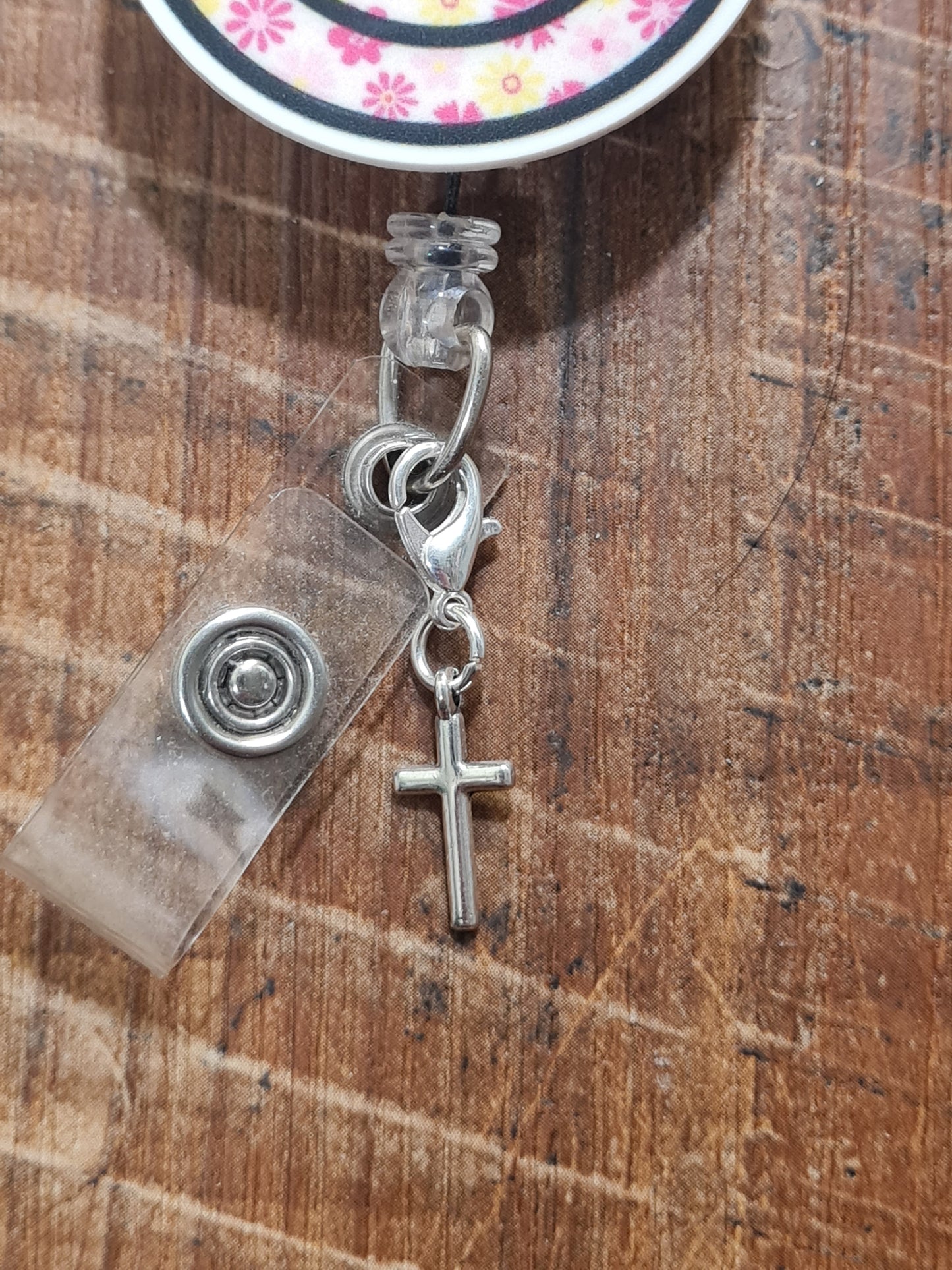 Small Cross ~ ID Badge Reel Charm ~ Custom Made Charms ~ Badge Buddy ~ Badge Accessories
