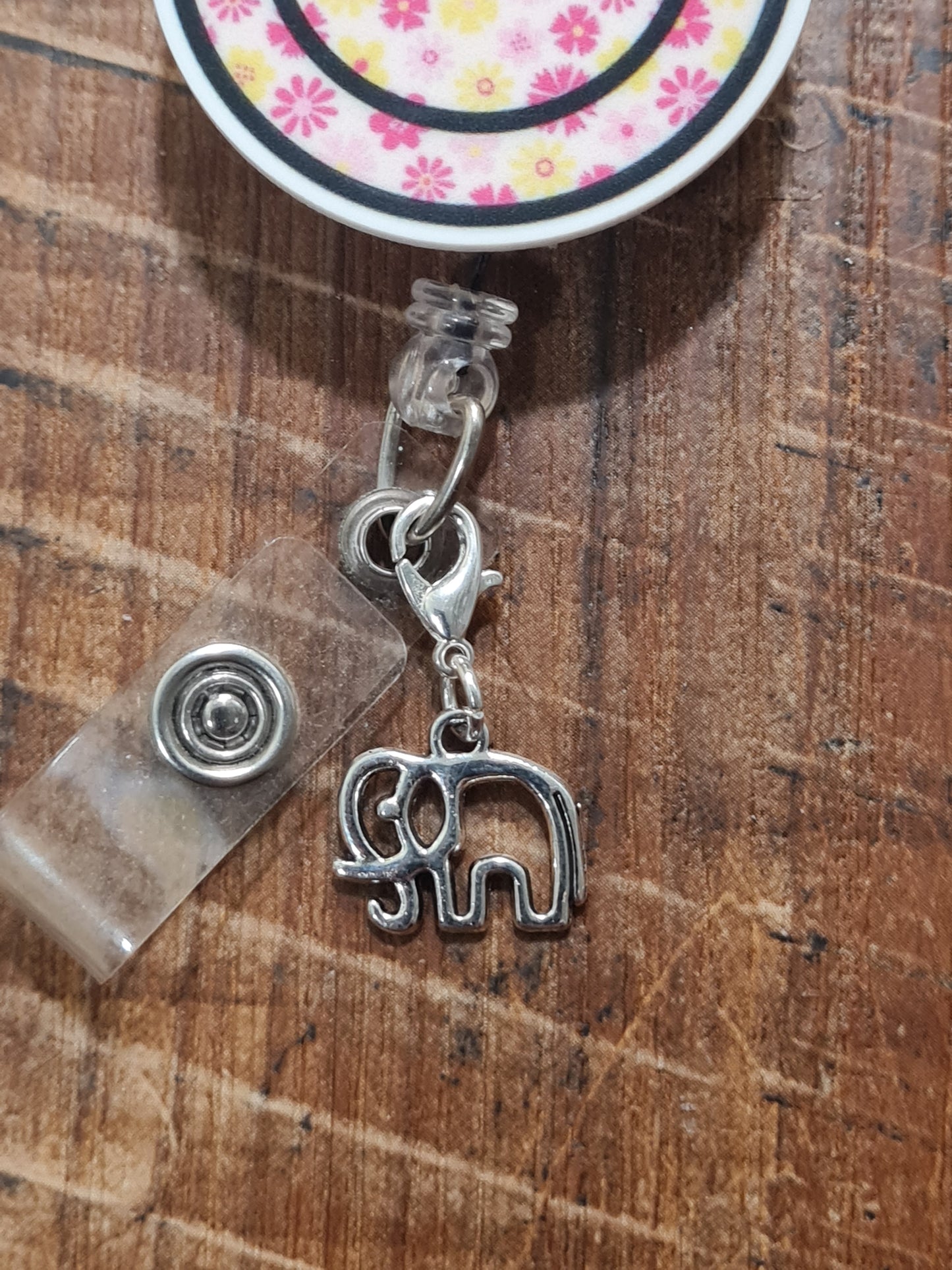 Elephant ~ ID Badge Reel Charm ~ Elephant ~ Custom Made Charms ~ Badge Buddy ~ Badge Accessories ~ Lucky Elephant  ~ Trunk Up