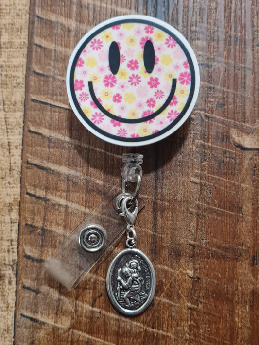 St. Christopher ~ ID Badge Reel Charm ~ Custom Made Charms ~ Saint Christopher ~ Patron Saint of Travelers ~ Badge Buddy ~ Badge Accessories
