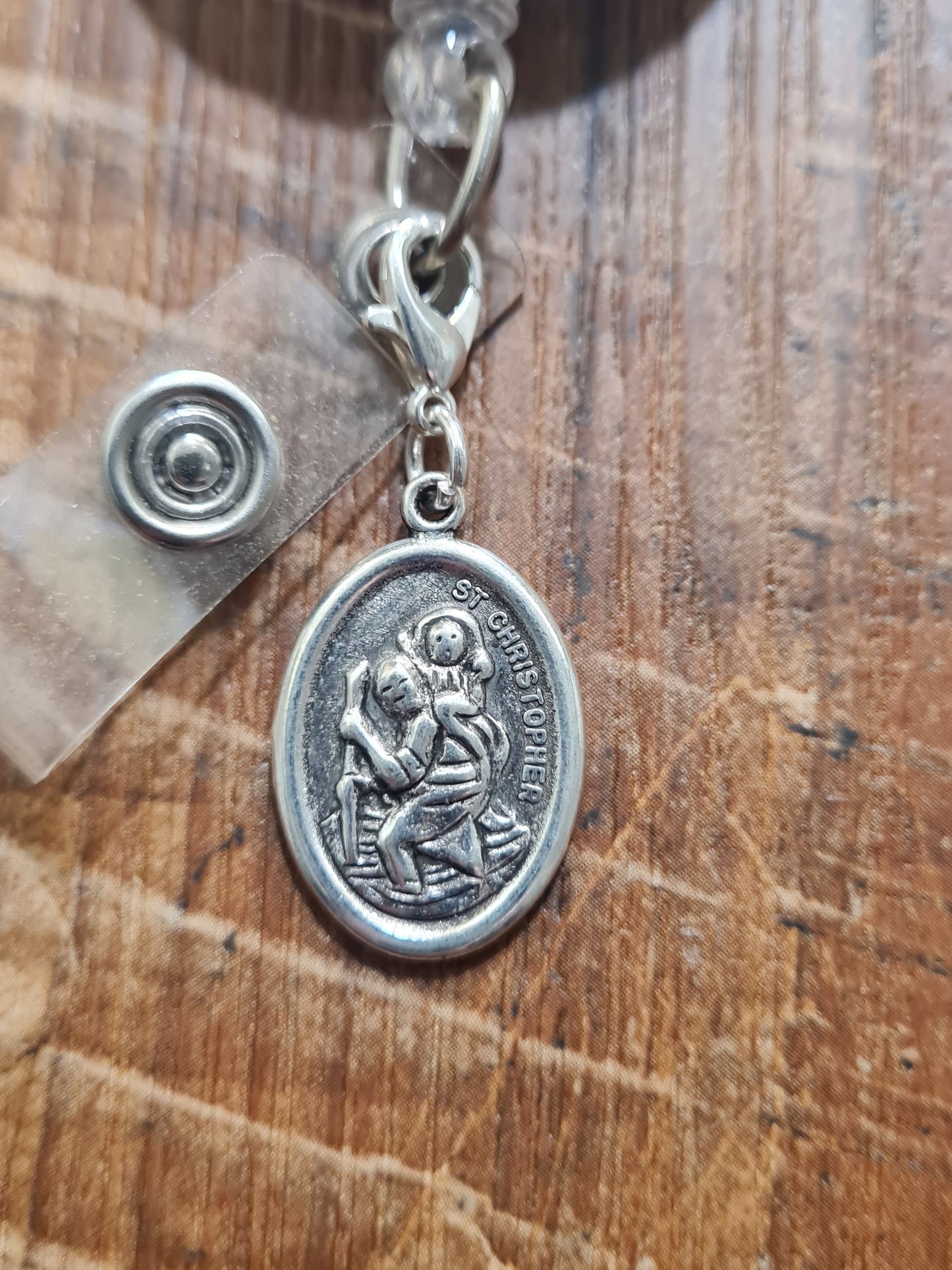 St. Christopher ~ ID Badge Reel Charm ~ Custom Made Charms ~ Saint Christopher ~ Patron Saint of Travelers ~ Badge Buddy ~ Badge Accessories