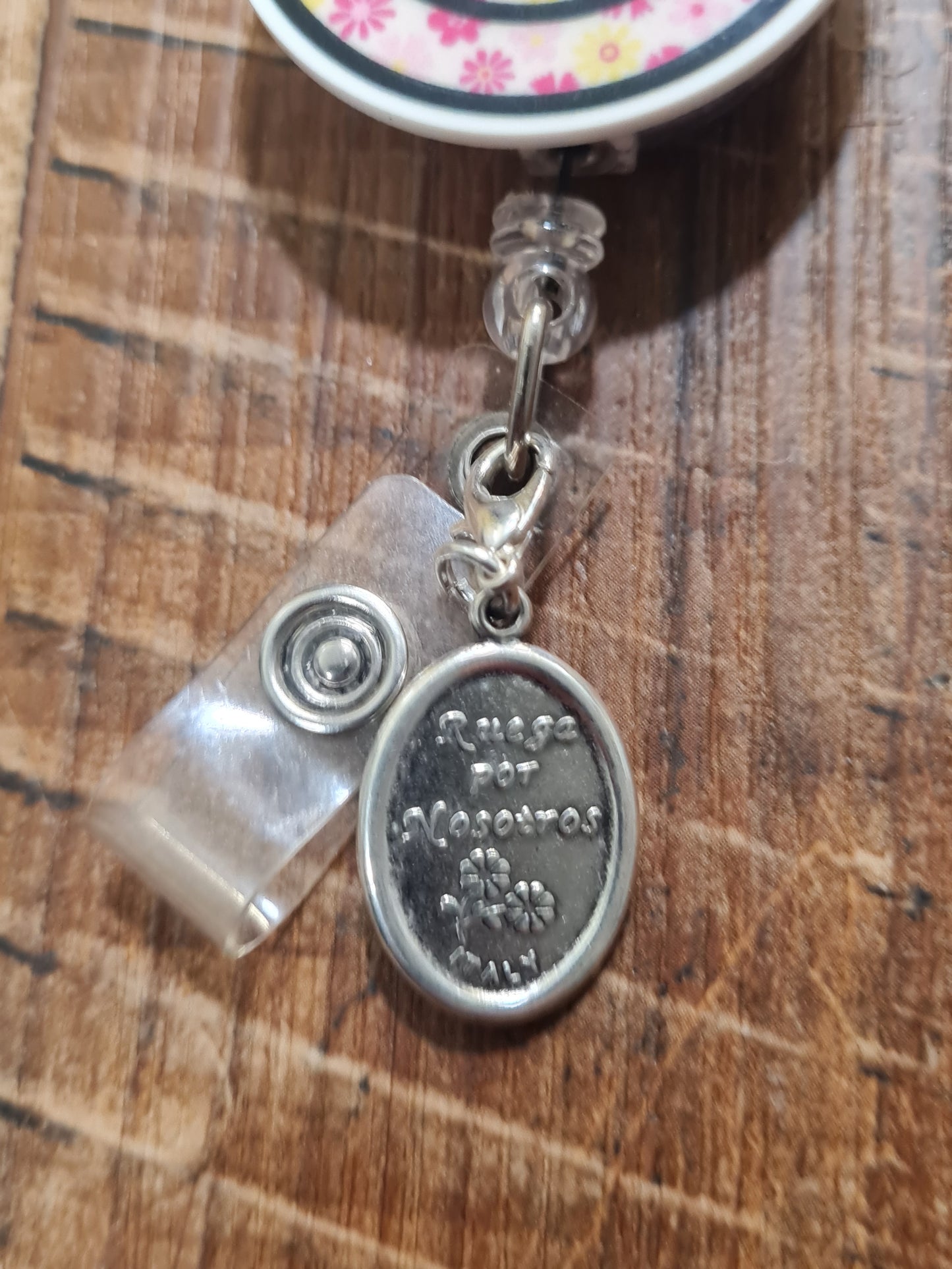 St. Christopher ~ ID Badge Reel Charm ~ Custom Made Charms ~ Saint Christopher ~ Patron Saint of Travelers ~ Badge Buddy ~ Badge Accessories