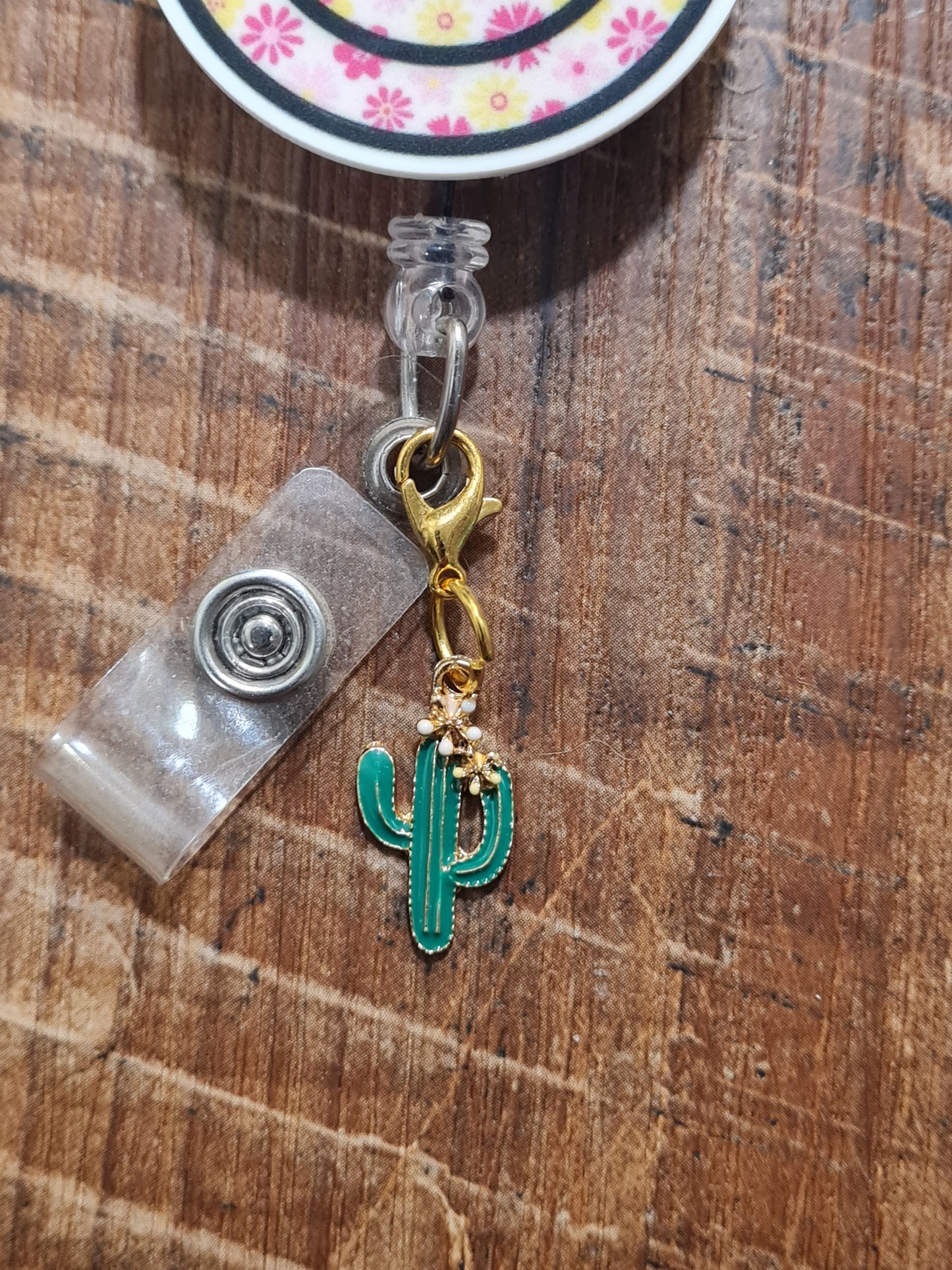 Cactus ~ ID Badge Reel Charm ~ Custom Made Charms  ~ Badge Buddy ~ Badge Accessories ~ Prickly ~ Badge Charm ~ Desert Flower