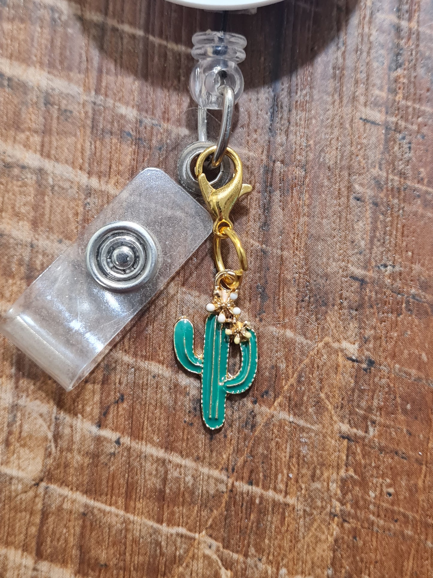 Cactus ~ ID Badge Reel Charm ~ Custom Made Charms  ~ Badge Buddy ~ Badge Accessories ~ Prickly ~ Badge Charm ~ Desert Flower