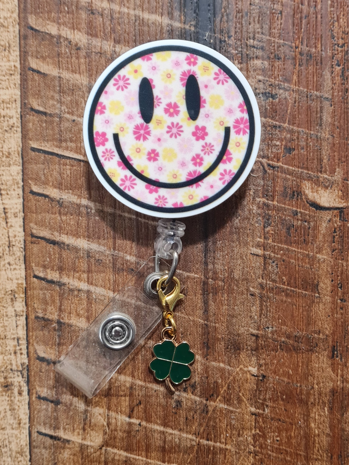 St. Patrick's Day ~ ID Badge Reel Charm ~ Custom Made Charms ~ 4 Leaf Clover ~ Lucky Four Leaf Clover ~ Badge Buddy ~ Badge Accessories