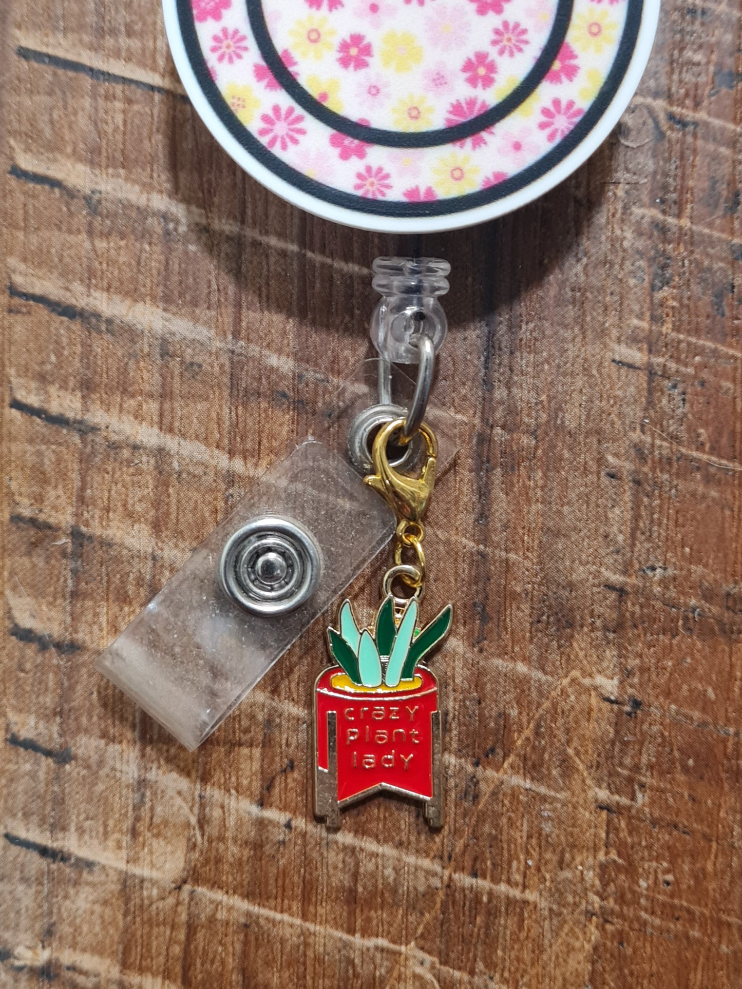 Crazy Plant Lady ~ ID Badge Reel Charm ~ Custom Made Charms ~ Badge Buddy ~ Badge Accessories ~ Crazy Plant Lady ID Badge Reel Charm - Cute Plant Mom Lanyard Flair for Nurses, Teachers, and Doctors