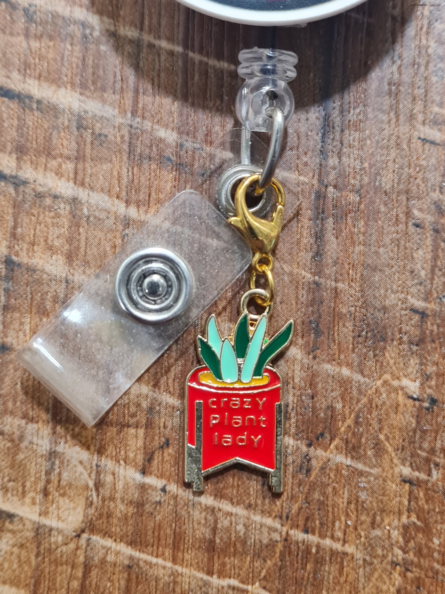 Crazy Plant Lady ~ ID Badge Reel Charm ~ Custom Made Charms ~ Badge Buddy ~ Badge Accessories ~ Crazy Plant Lady ID Badge Reel Charm - Cute Plant Mom Lanyard Flair for Nurses, Teachers, and Doctors