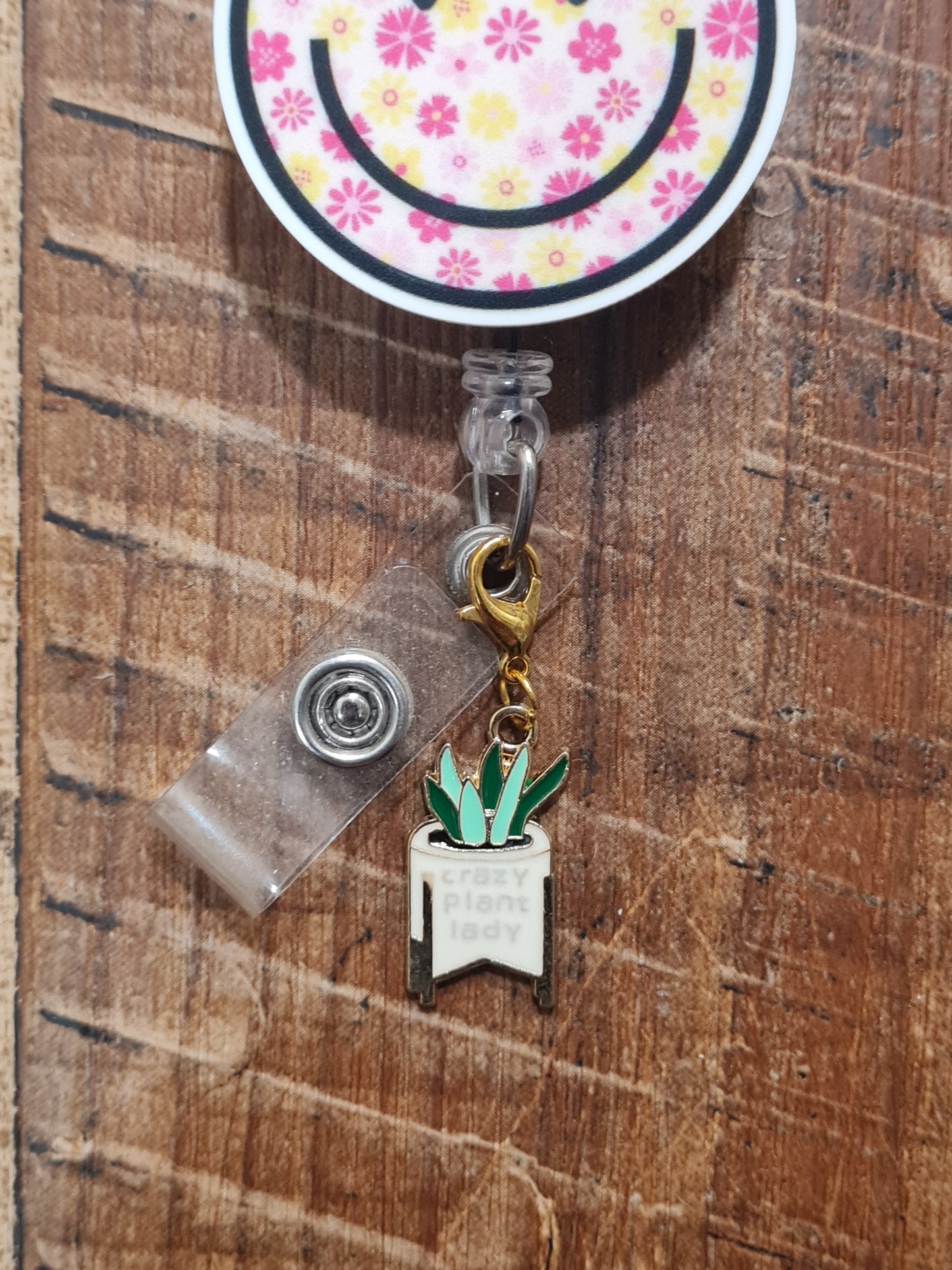 Crazy Plant Lady ~ ID Badge Reel Charm ~ Custom Made Charms ~ Badge Buddy ~ Badge Accessories ~ Crazy Plant Lady ID Badge Reel Charm - Cute Plant Mom Lanyard Flair for Nurses, Teachers, and Doctors