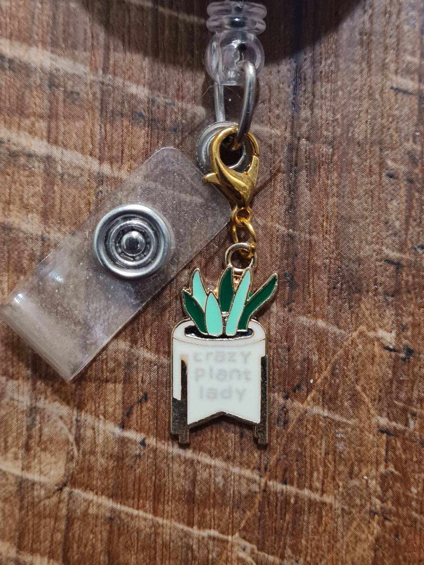 Crazy Plant Lady ~ ID Badge Reel Charm ~ Custom Made Charms ~ Badge Buddy ~ Badge Accessories ~ Crazy Plant Lady ID Badge Reel Charm - Cute Plant Mom Lanyard Flair for Nurses, Teachers, and Doctors