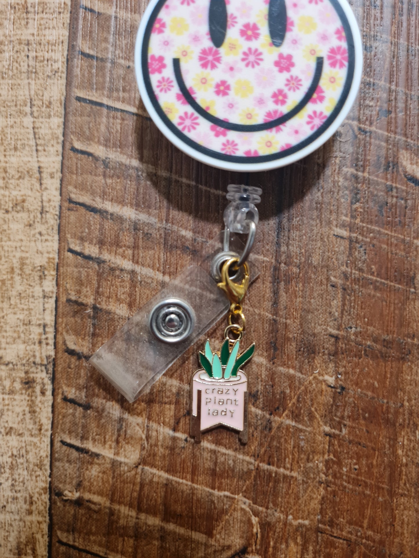 Crazy Plant Lady ~ ID Badge Reel Charm ~ Custom Made Charms ~ Badge Buddy ~ Badge Accessories ~ Crazy Plant Lady ID Badge Reel Charm - Cute Plant Mom Lanyard Flair for Nurses, Teachers, and Doctors