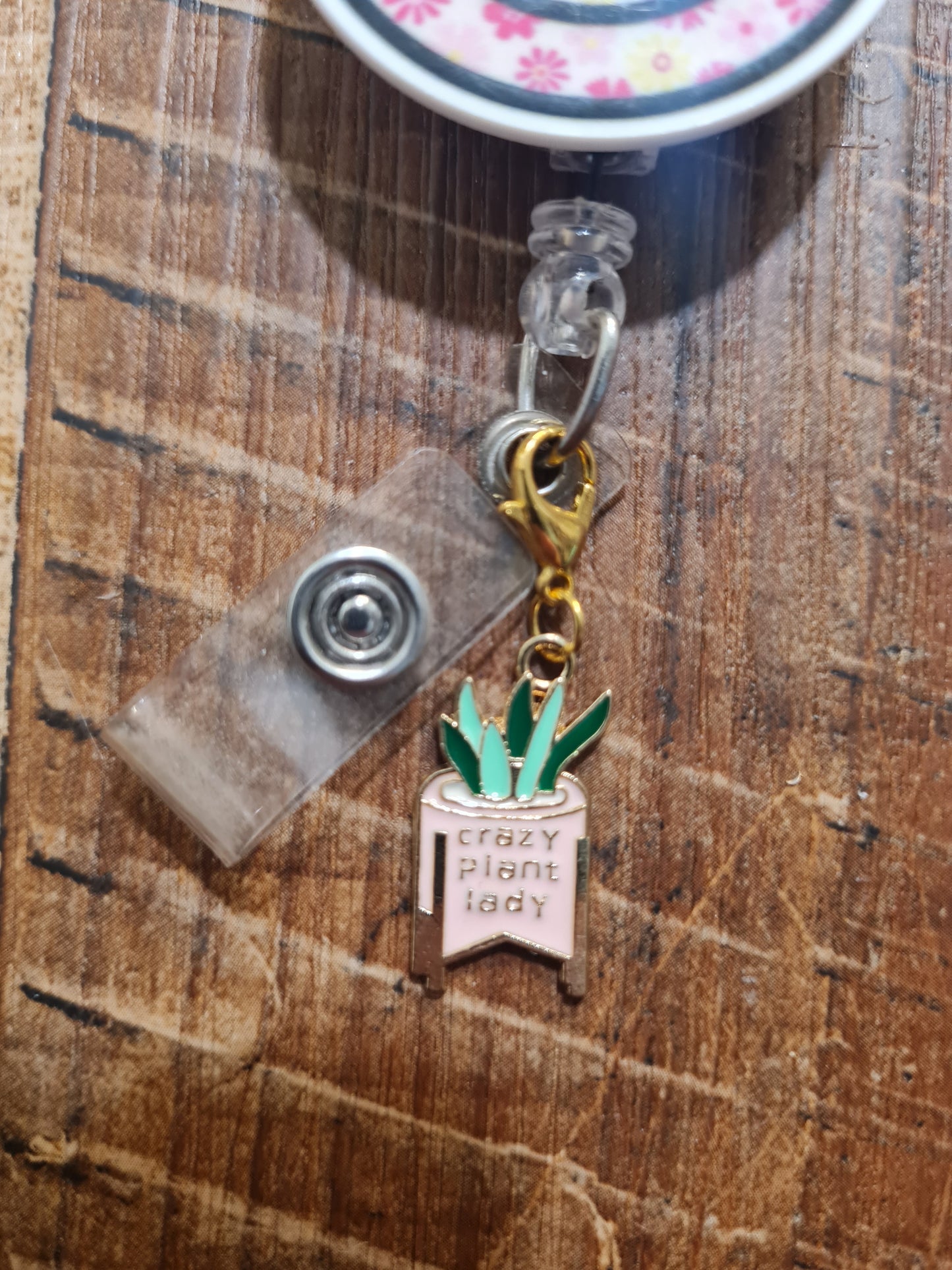 Crazy Plant Lady ~ ID Badge Reel Charm ~ Custom Made Charms ~ Badge Buddy ~ Badge Accessories ~ Crazy Plant Lady ID Badge Reel Charm - Cute Plant Mom Lanyard Flair for Nurses, Teachers, and Doctors