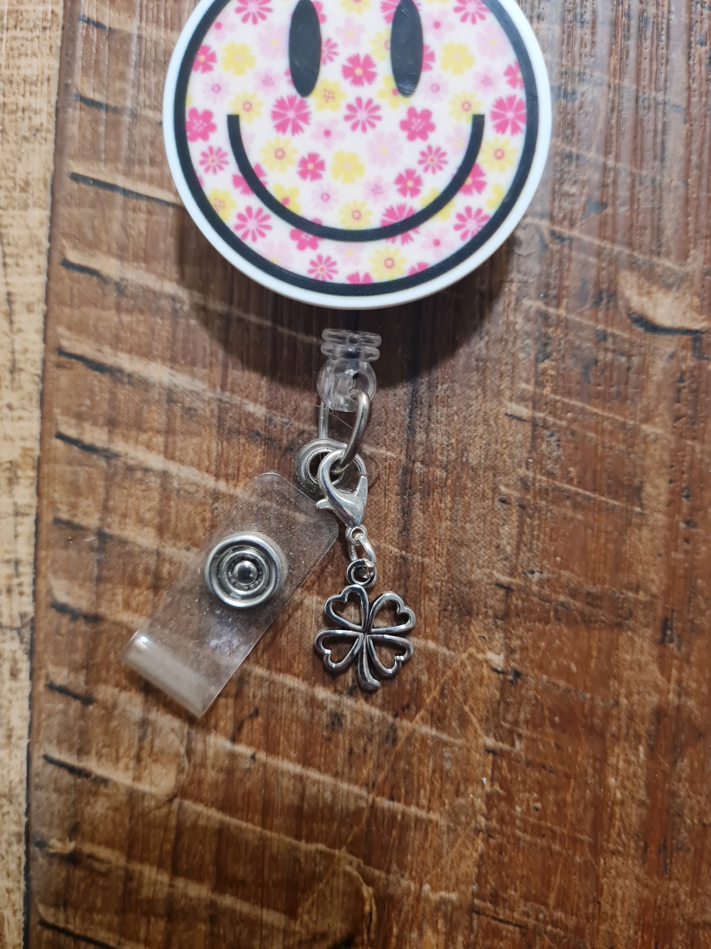 St. Patrick's Day ~ ID Badge Reel Charm ~ Custom Made Charms ~ 4 Leaf Clover ~ Lucky Four Leaf Clover ~ Badge Buddy ~ Badge Accessories