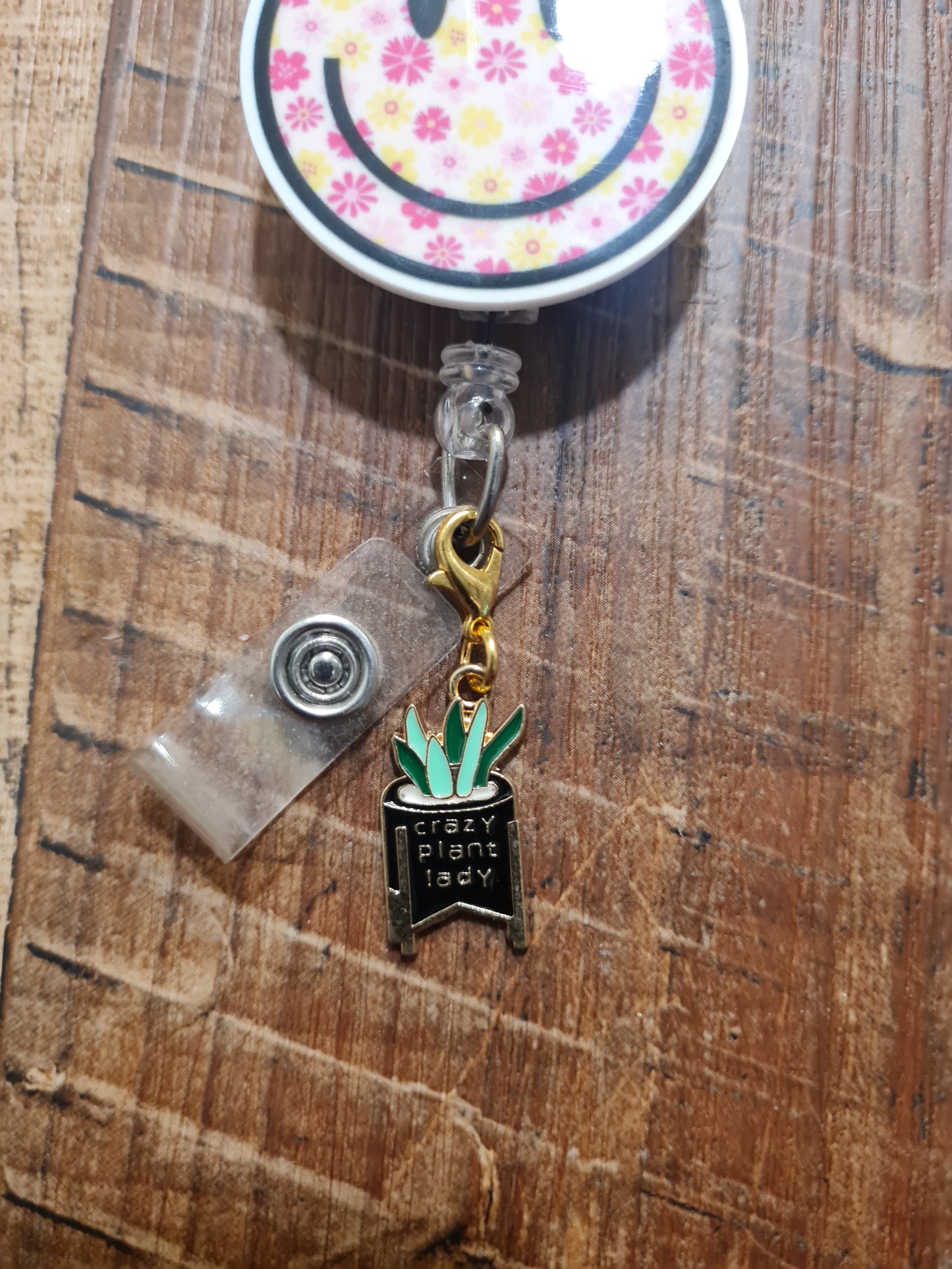 Crazy Plant Lady ~ ID Badge Reel Charm ~ Custom Made Charms ~ Badge Buddy ~ Badge Accessories ~ Crazy Plant Lady ID Badge Reel Charm - Cute Plant Mom Lanyard Flair for Nurses, Teachers, and Doctors