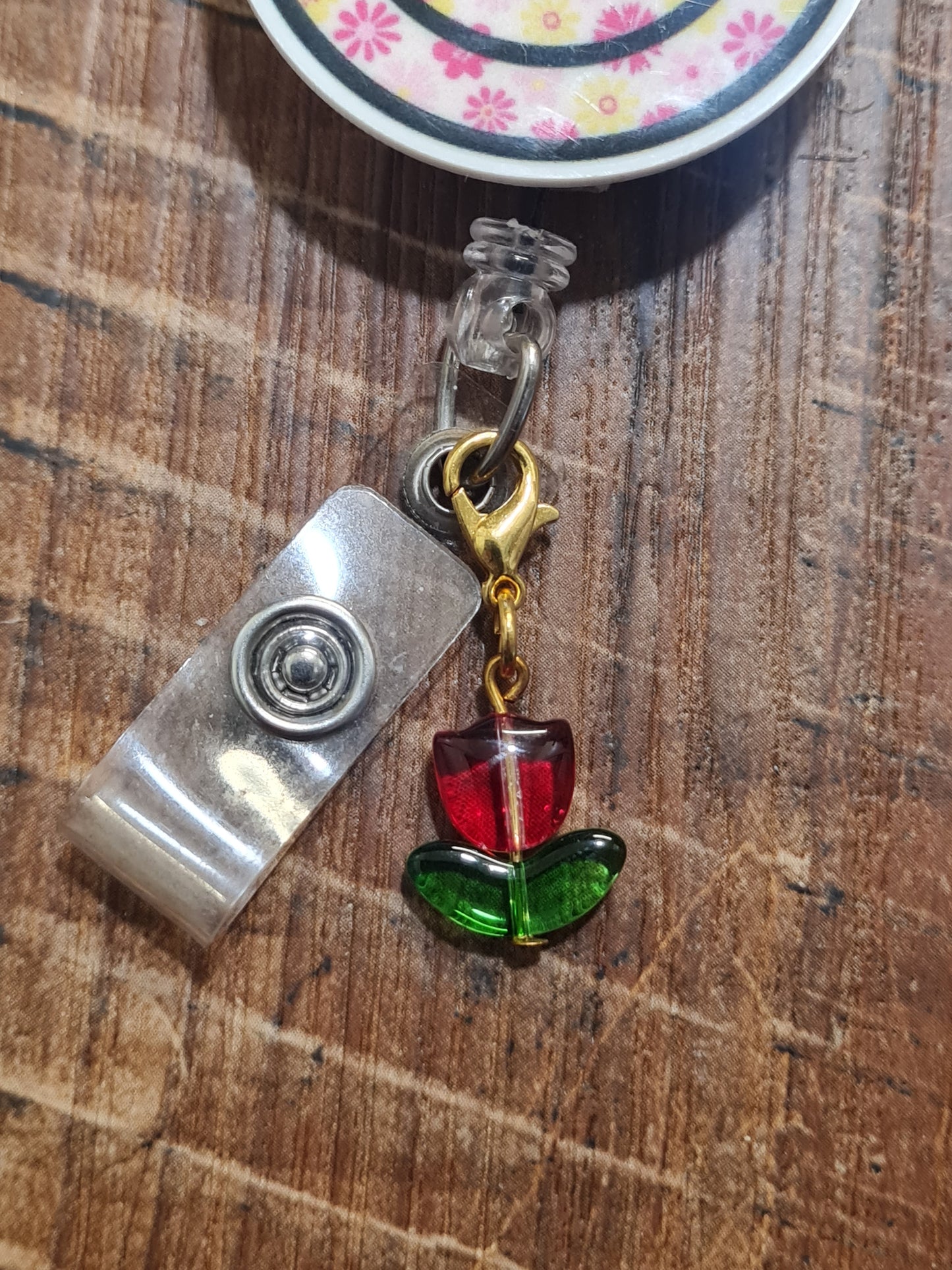 Tulip ~ ID Badge Reel Charm ~ Custom Made Charms ~ Gardener ~ Badge Buddy ~ Badge Accessories