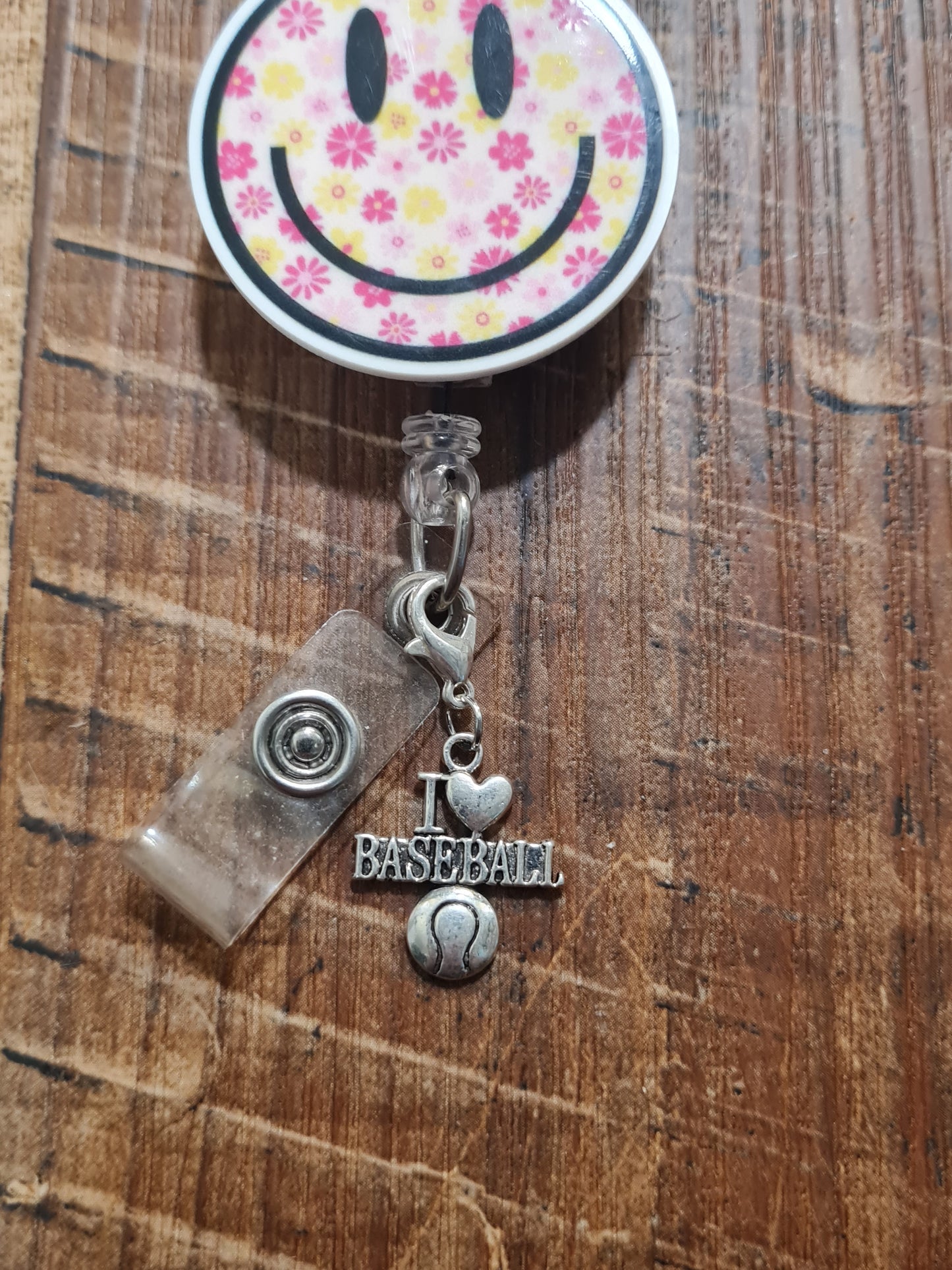 I love Baseball ~ ID Badge Reel Charm ~ Custom Made Charms ~ Volleyball ~ Football ~ Softball ~ Soccer ~ Badge Buddy ~ Badge Accessories