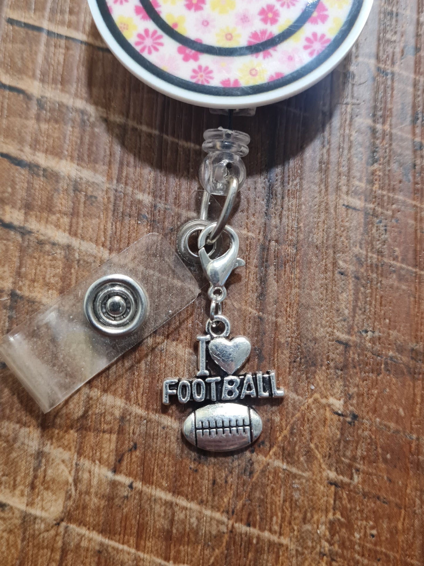 I love Baseball ~ ID Badge Reel Charm ~ Custom Made Charms ~ Volleyball ~ Football ~ Softball ~ Soccer ~ Badge Buddy ~ Badge Accessories