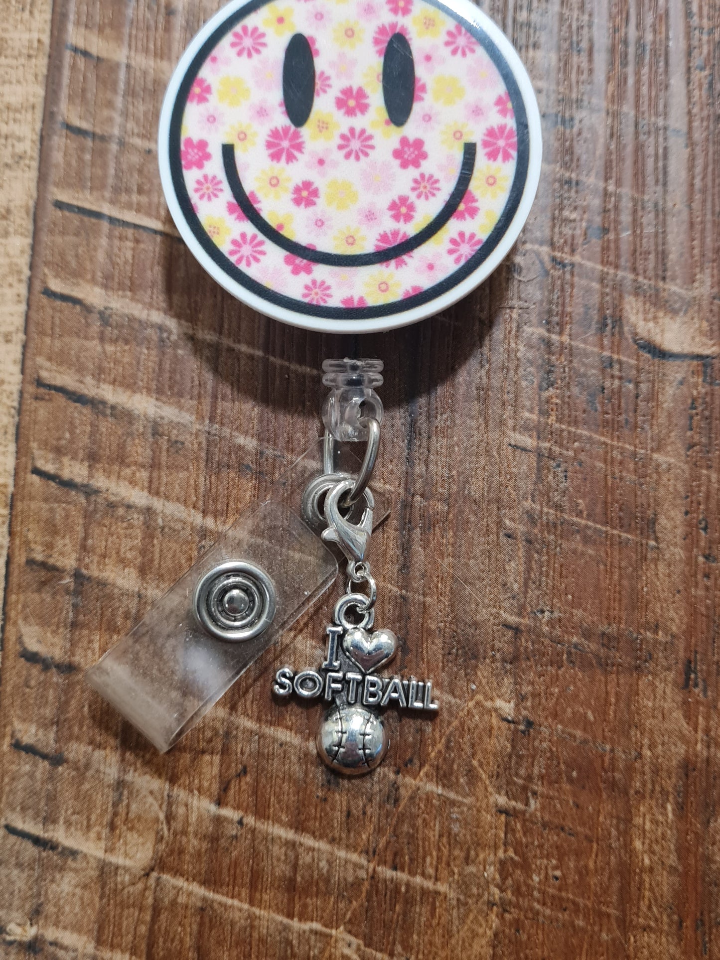 I love Baseball ~ ID Badge Reel Charm ~ Custom Made Charms ~ Volleyball ~ Football ~ Softball ~ Soccer ~ Badge Buddy ~ Badge Accessories