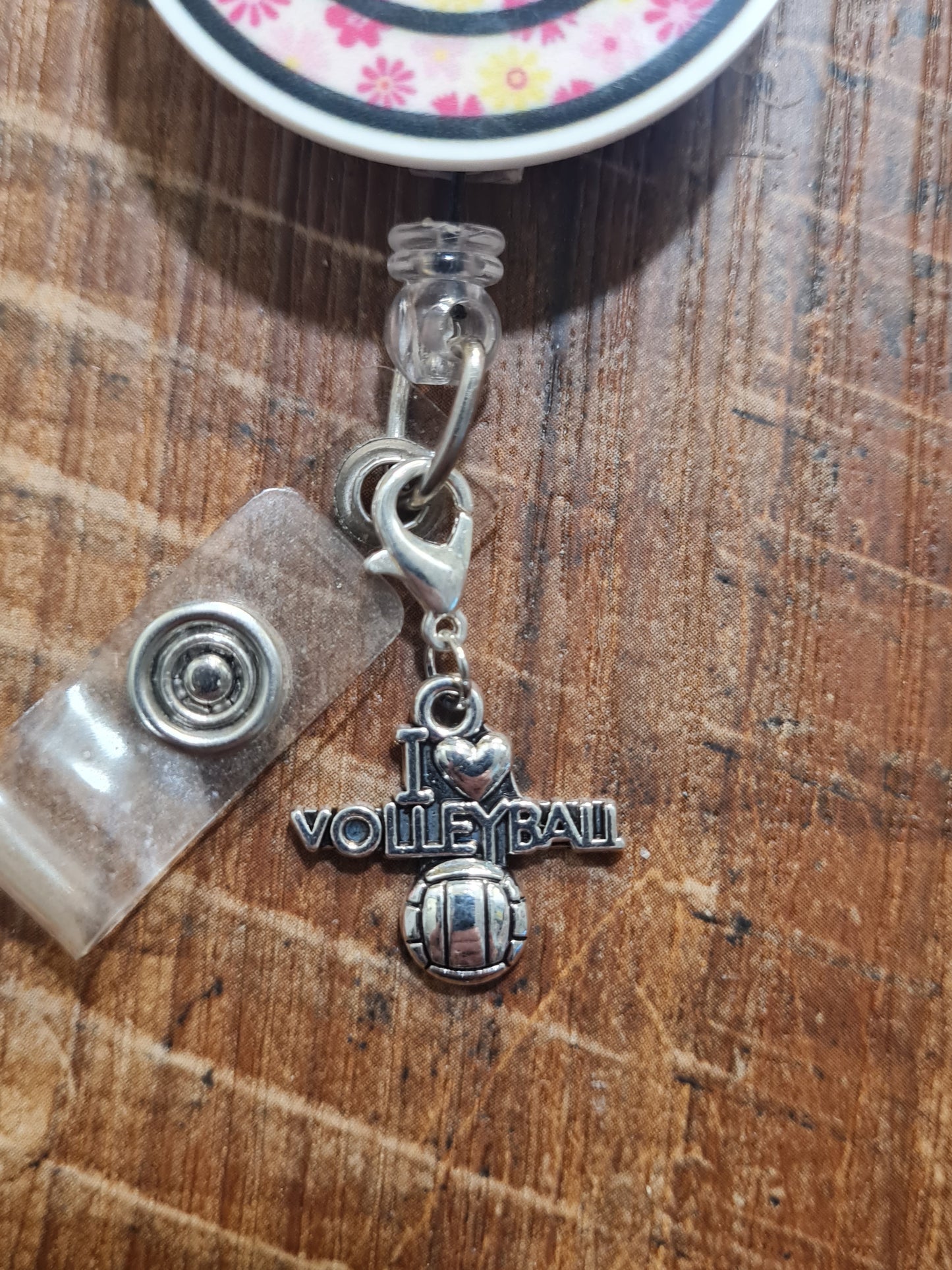 I love Baseball ~ ID Badge Reel Charm ~ Custom Made Charms ~ Volleyball ~ Football ~ Softball ~ Soccer ~ Badge Buddy ~ Badge Accessories