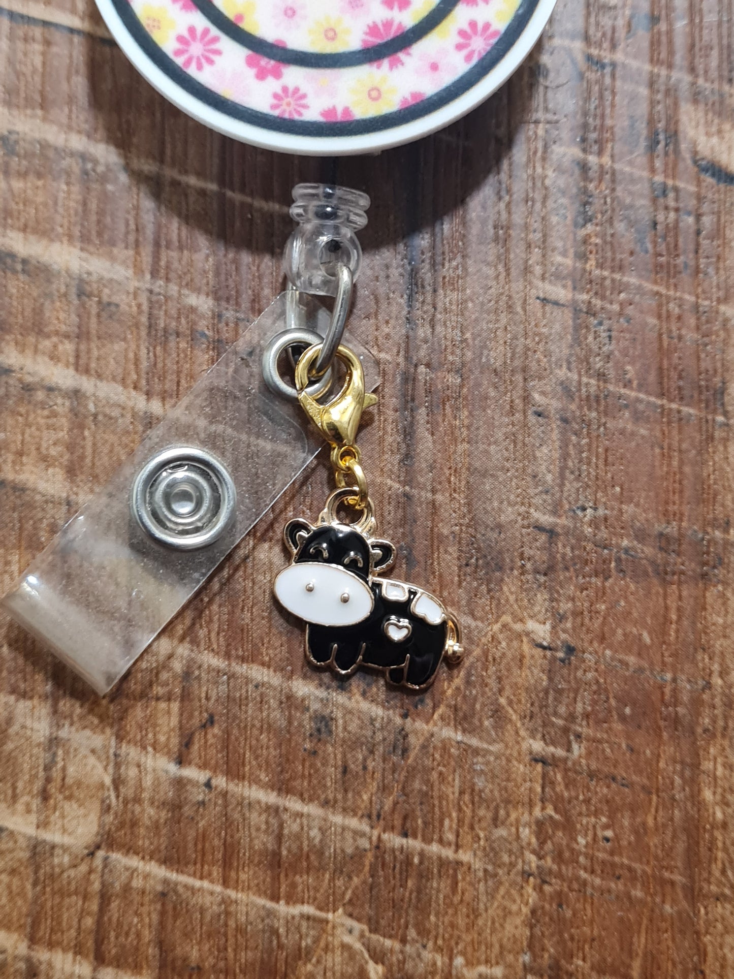 Cow ~ ID Badge Reel Charm ~ Custom Made Charms ~ Badge Buddy ~ Badge Accessories ~ Holstein Cow Charm ~ Milk Cow Charm ~ Badge Charm