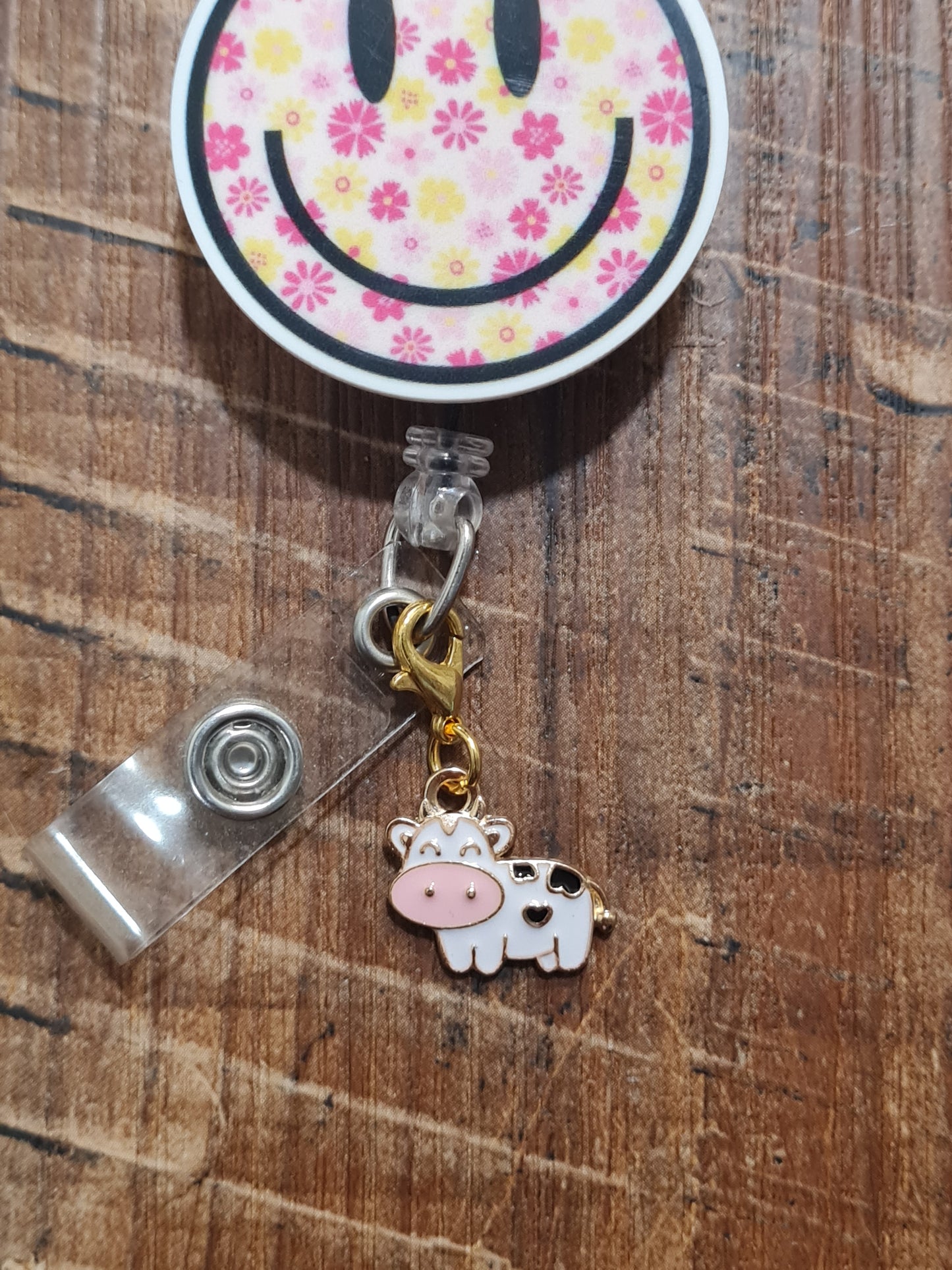 Cow ~ ID Badge Reel Charm ~ Custom Made Charms ~ Badge Buddy ~ Badge Accessories ~ Holstein Cow Charm ~ Milk Cow Charm ~ Badge Charm