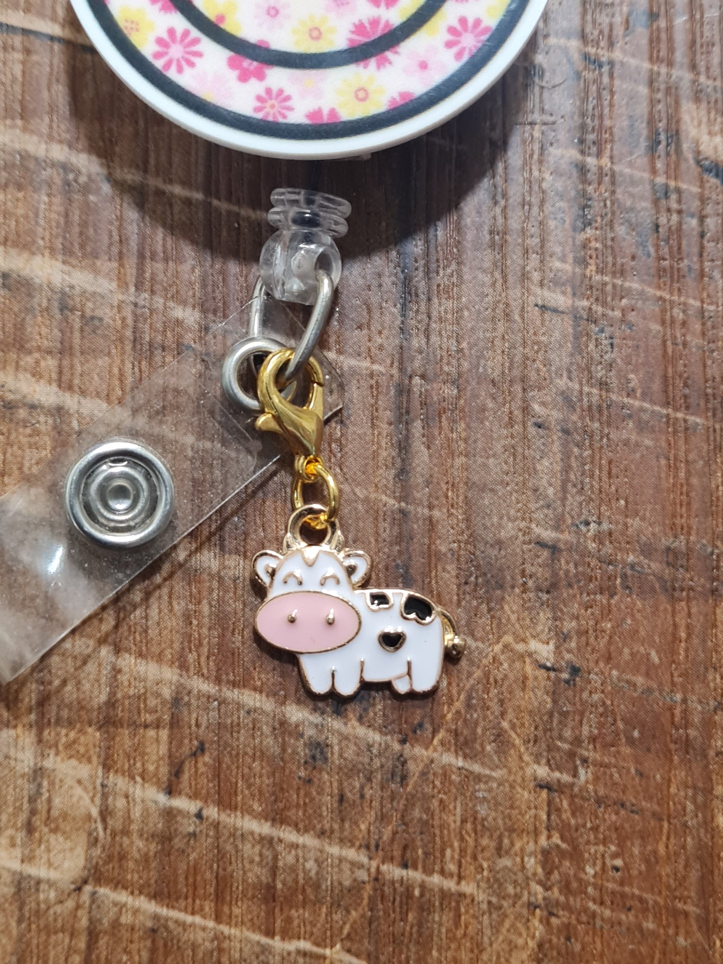 Cow ~ ID Badge Reel Charm ~ Custom Made Charms ~ Badge Buddy ~ Badge Accessories ~ Holstein Cow Charm ~ Milk Cow Charm ~ Badge Charm