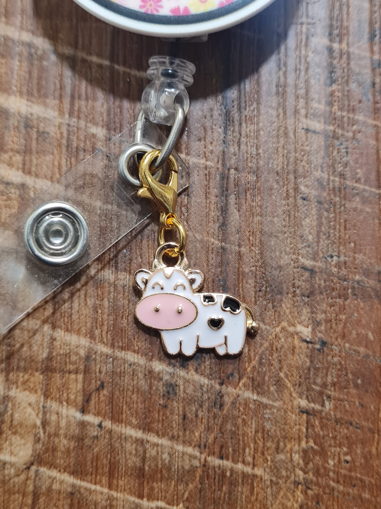 Cow ~ ID Badge Reel Charm ~ Custom Made Charms ~ Badge Buddy ~ Badge Accessories ~ Holstein Cow Charm ~ Milk Cow Charm ~ Badge Charm