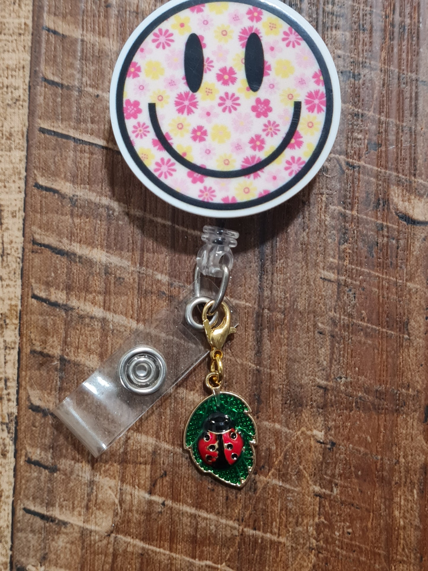 Lady Bug on Leaf ~ ID Badge Reel Charm ~ Custom Made Charms ~ Badge Buddy ~ Badge Accessories ~ Lady Bug Charm ~ Lady Bugs ~ Ladybug Charm