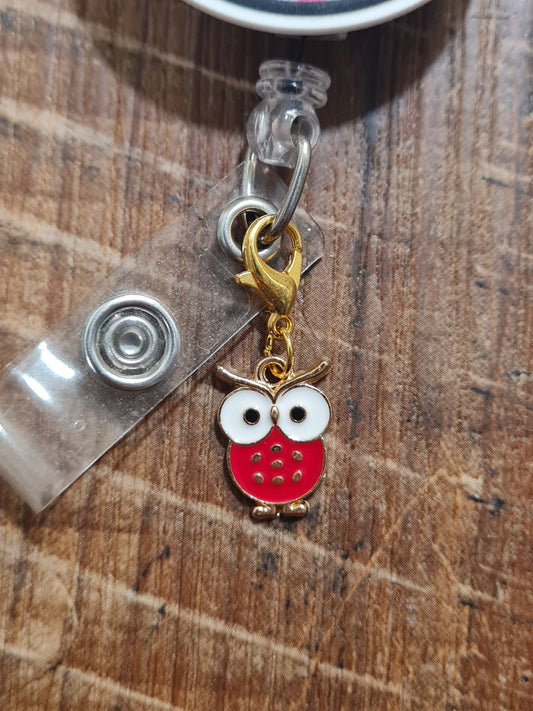 Colorful Owl Charm ~ ID Badge Reel Charm ~ Custom Made Charms ~ Badge Buddy ~ Badge Accessories ~ Cute Owl ~ Owl Charm ~ Work Badge Charm ~ Wise Owl ID Badge Reel Charm - Cute Bird Lanyard Flair for Nurses, Teachers, and Night Shift Staff