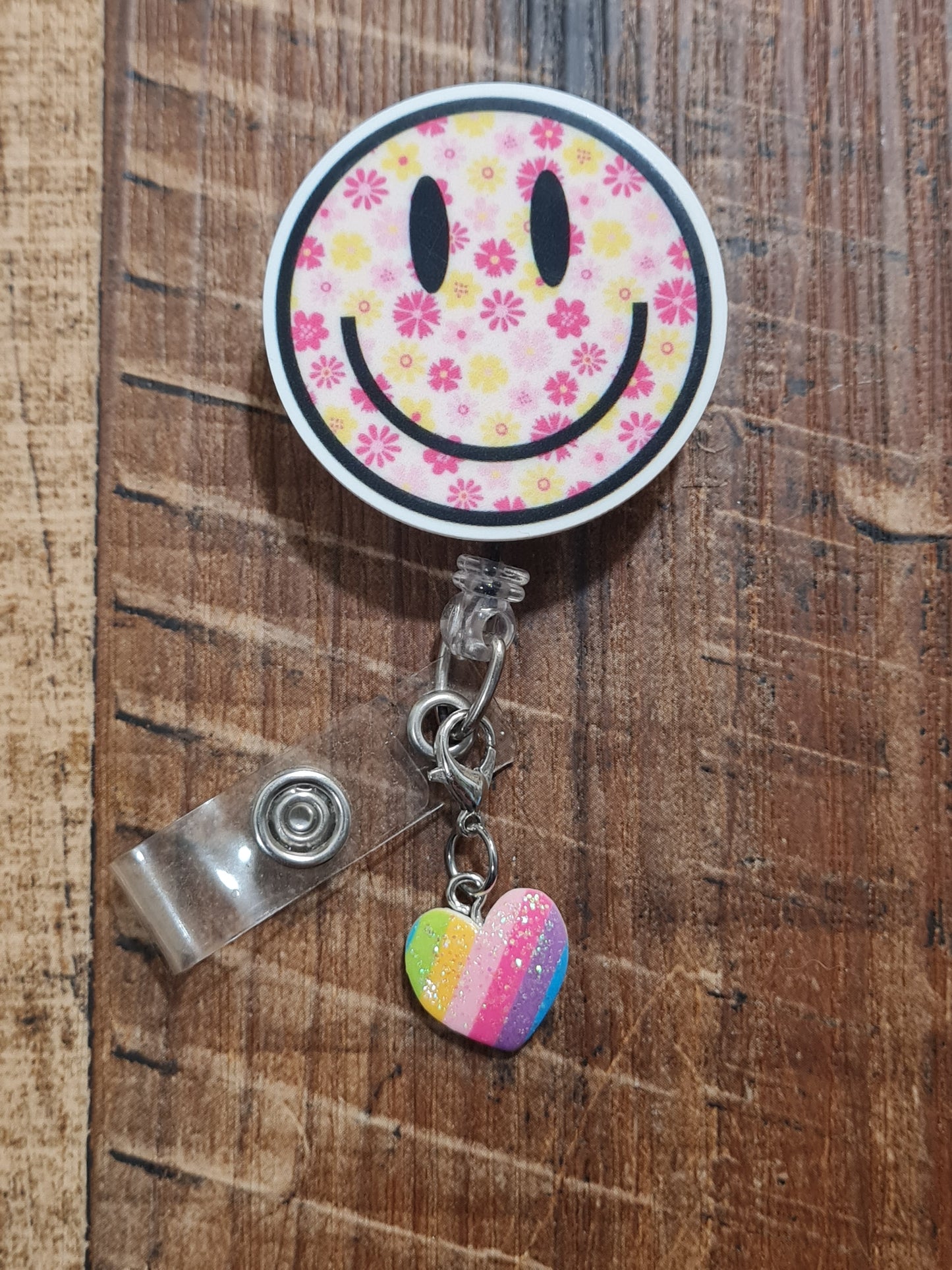 Striped Heart ID Badge Reel Charm ~ Custom Made Charms ~ Badge Buddy ~ Badge Accessories ~ Valentine's Day Badge Charm ~ Striped Heart ID Badge Reel Charm - Cute Patterned Lanyard Flair for Nurses, Teachers, and Medical Staff