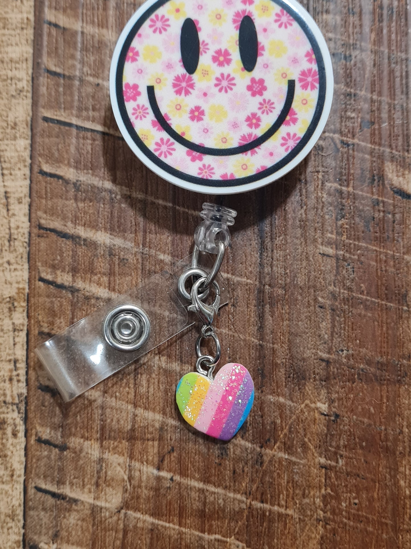 Striped Heart ID Badge Reel Charm ~ Custom Made Charms ~ Badge Buddy ~ Badge Accessories ~ Valentine's Day Badge Charm ~ Striped Heart ID Badge Reel Charm - Cute Patterned Lanyard Flair for Nurses, Teachers, and Medical Staff